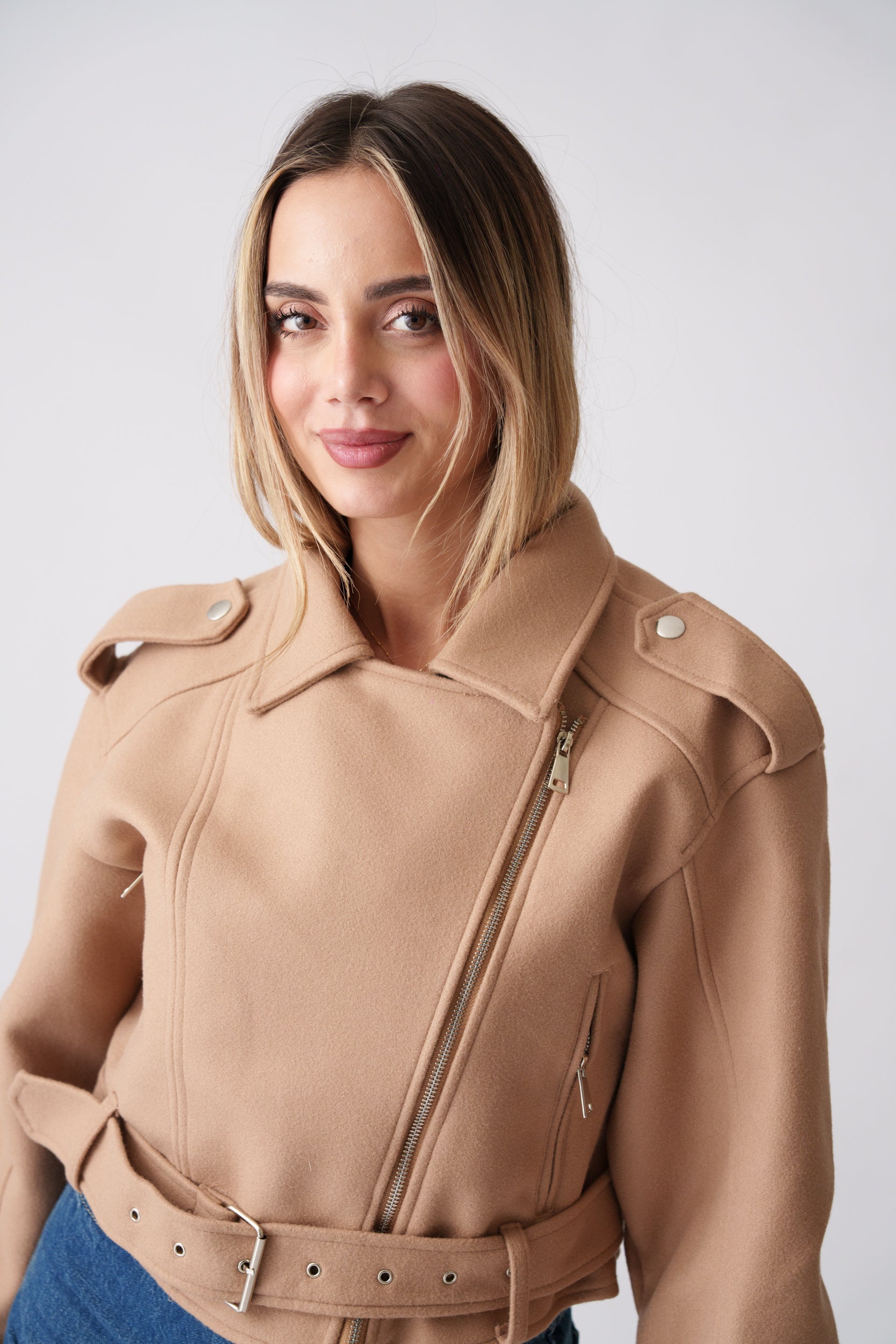 Belted Wool Jacket –  Camel