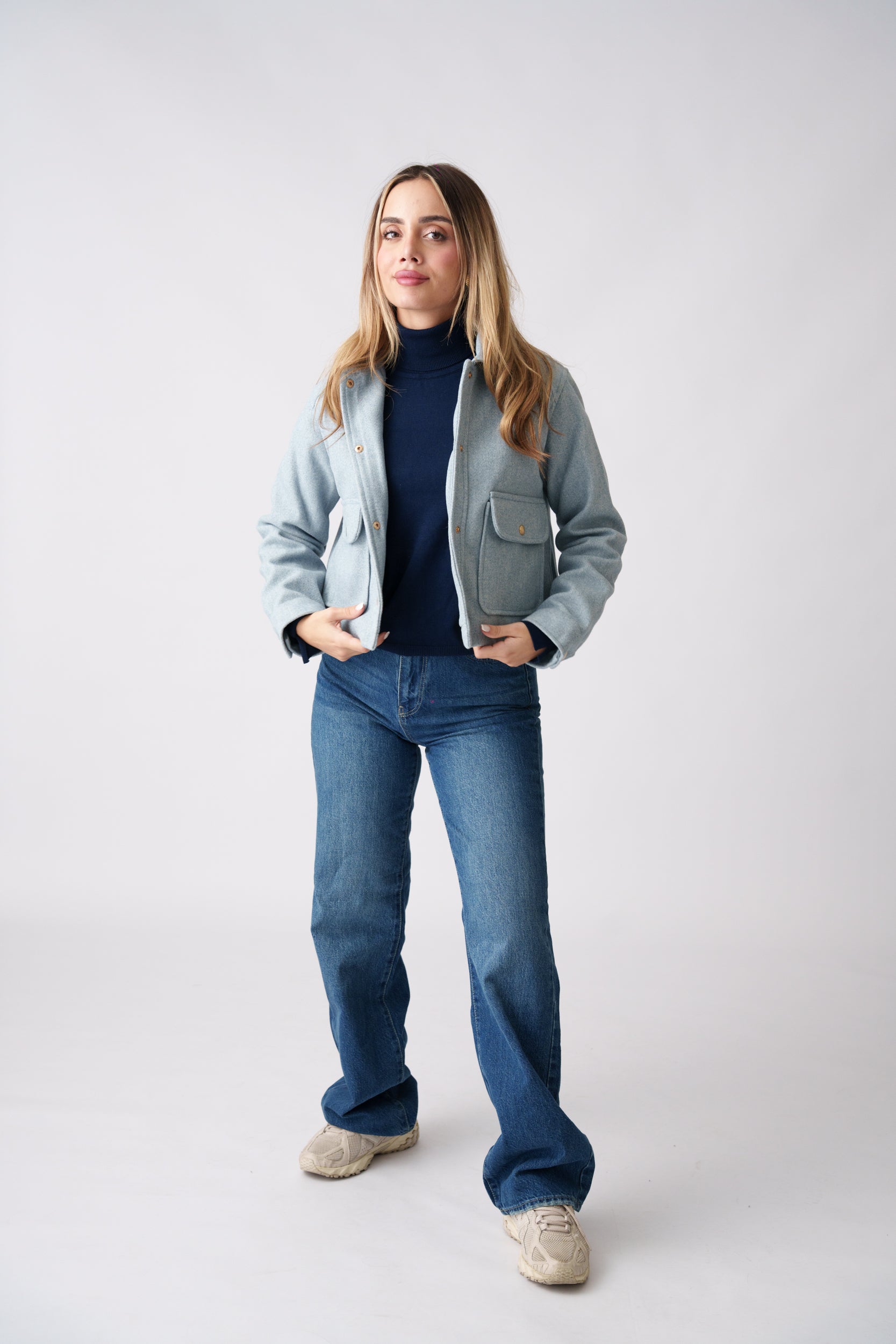 Cropped Wool Jacket –  Blue