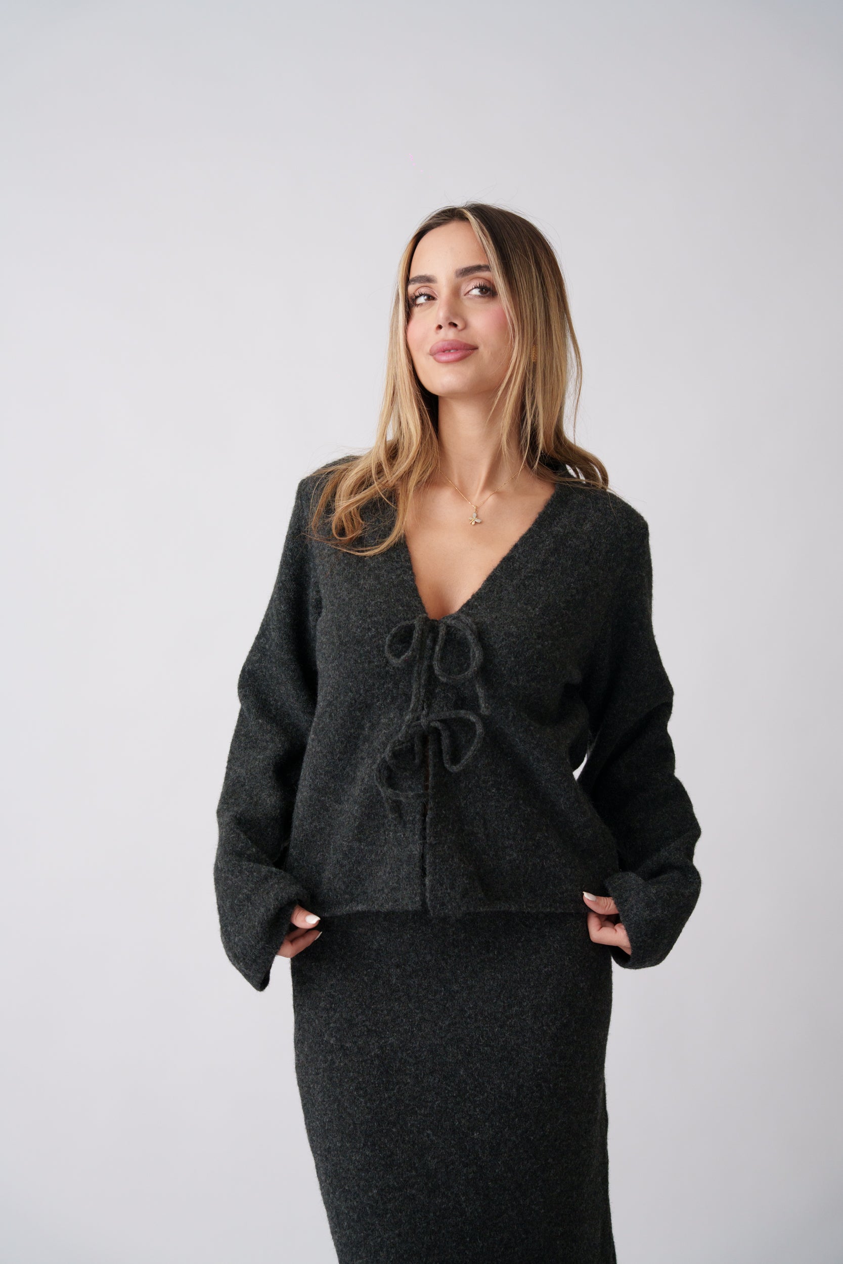 Knit Bow Set –  Black