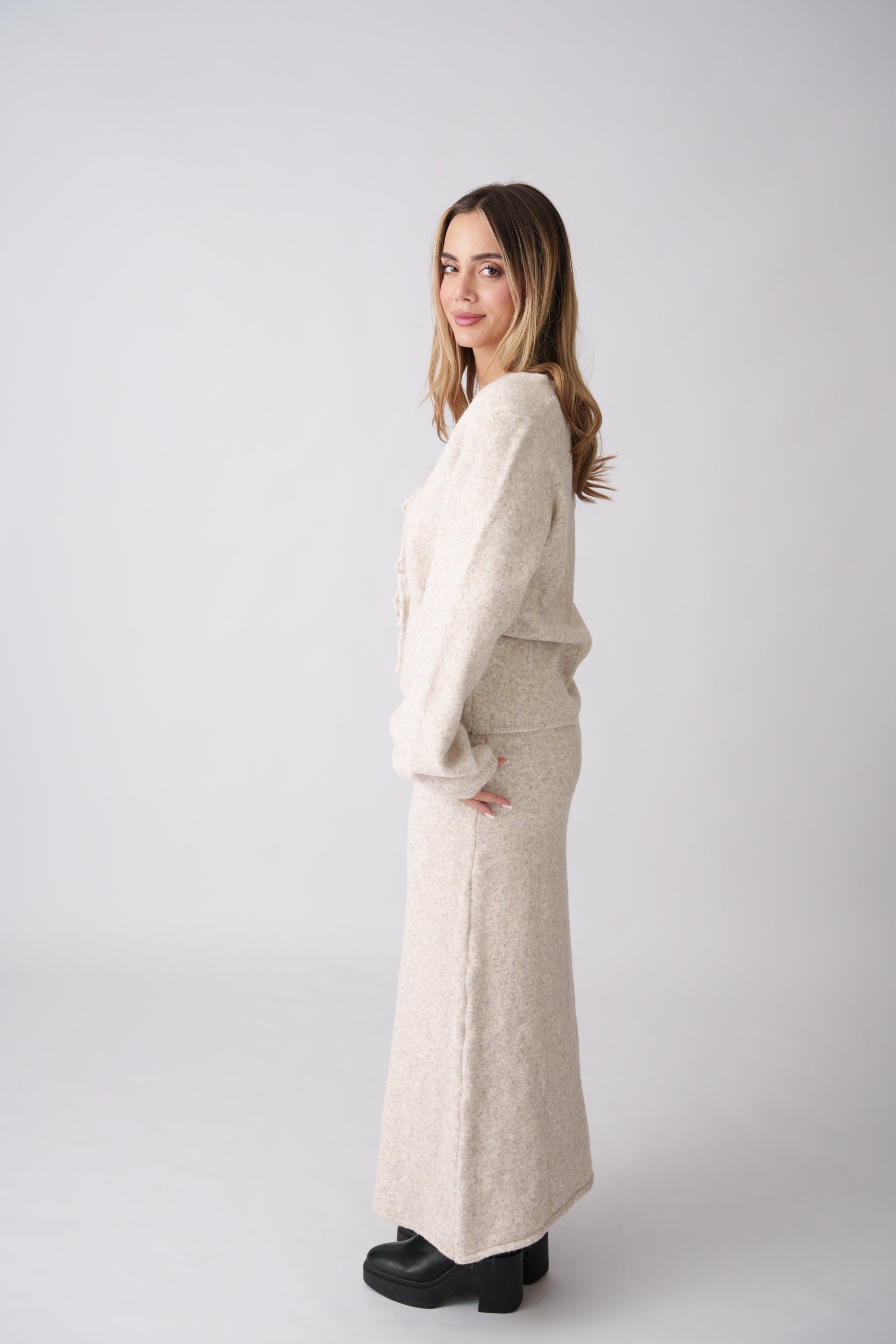 Knit Bow Set –  Cream