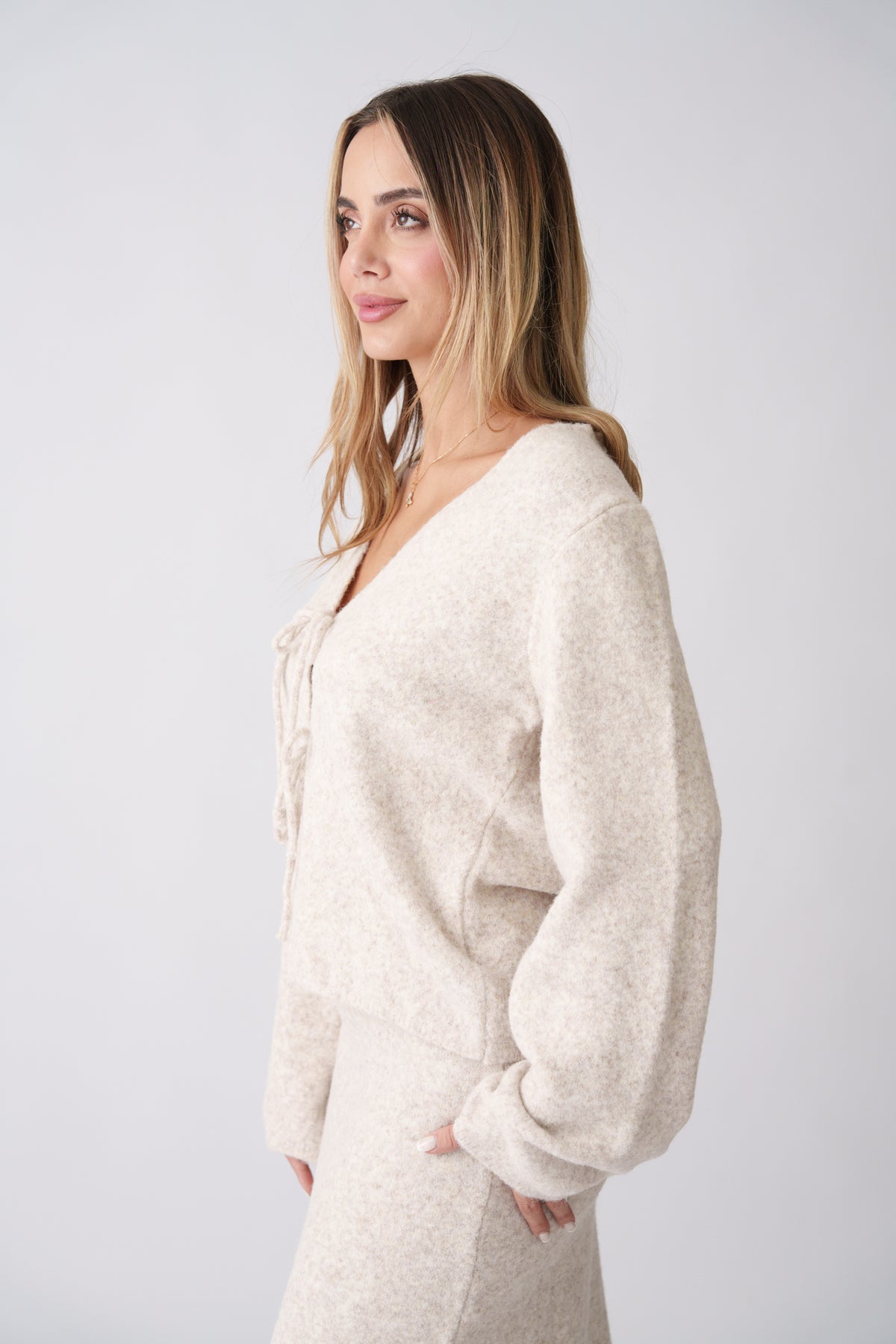 Knit Bow Set – Cream