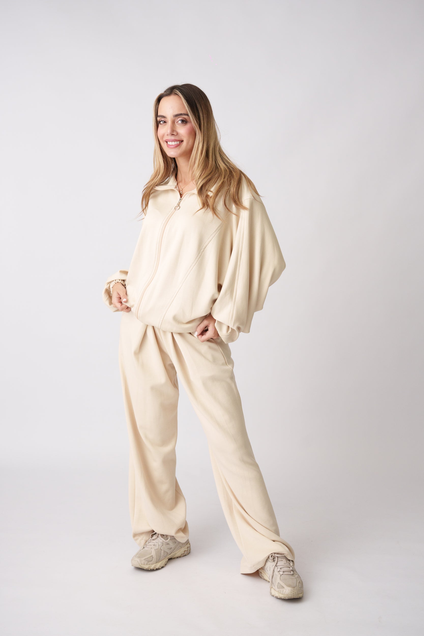 Soft Zip Lounge Set –  Beige