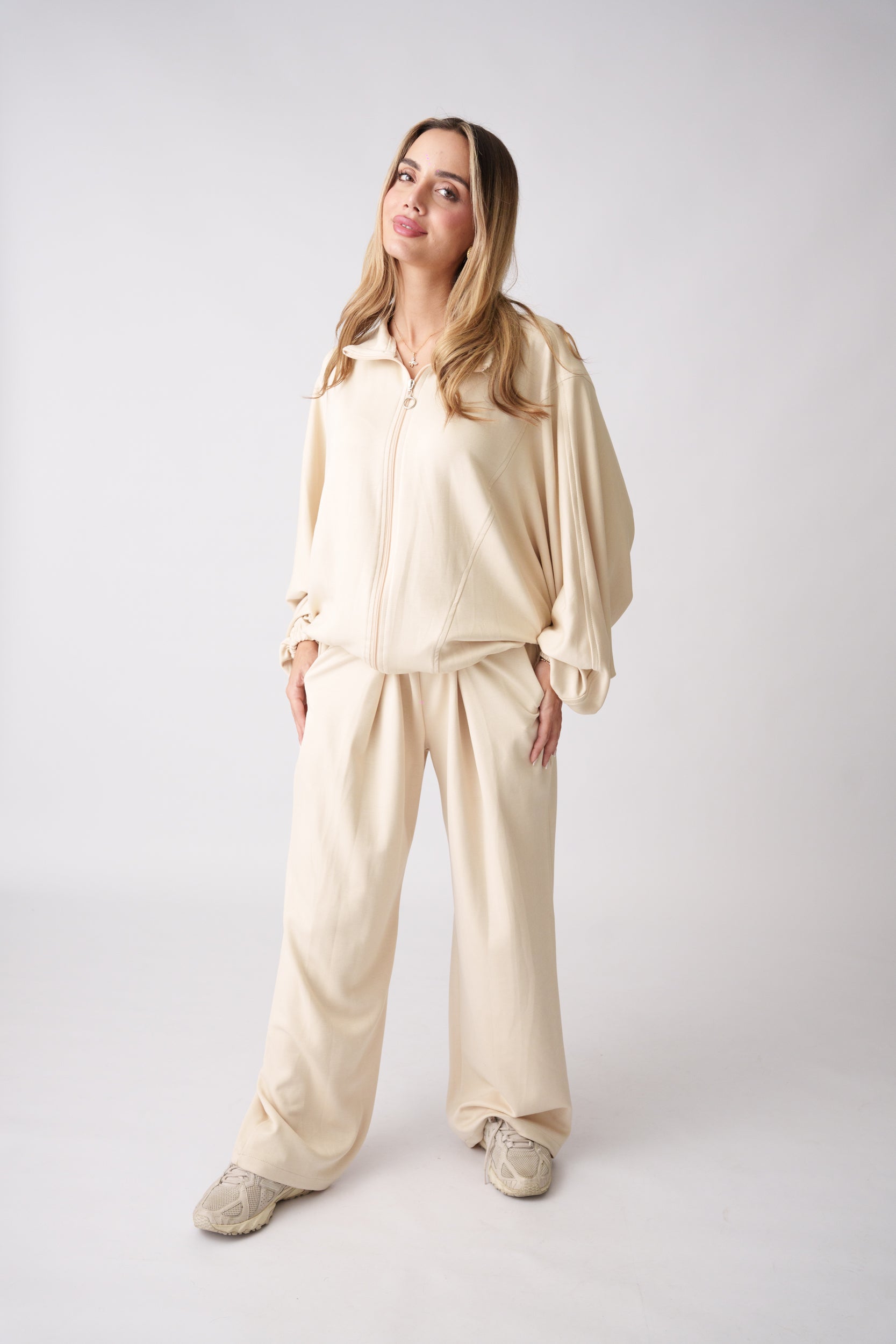 Soft Zip Lounge Set –  Beige