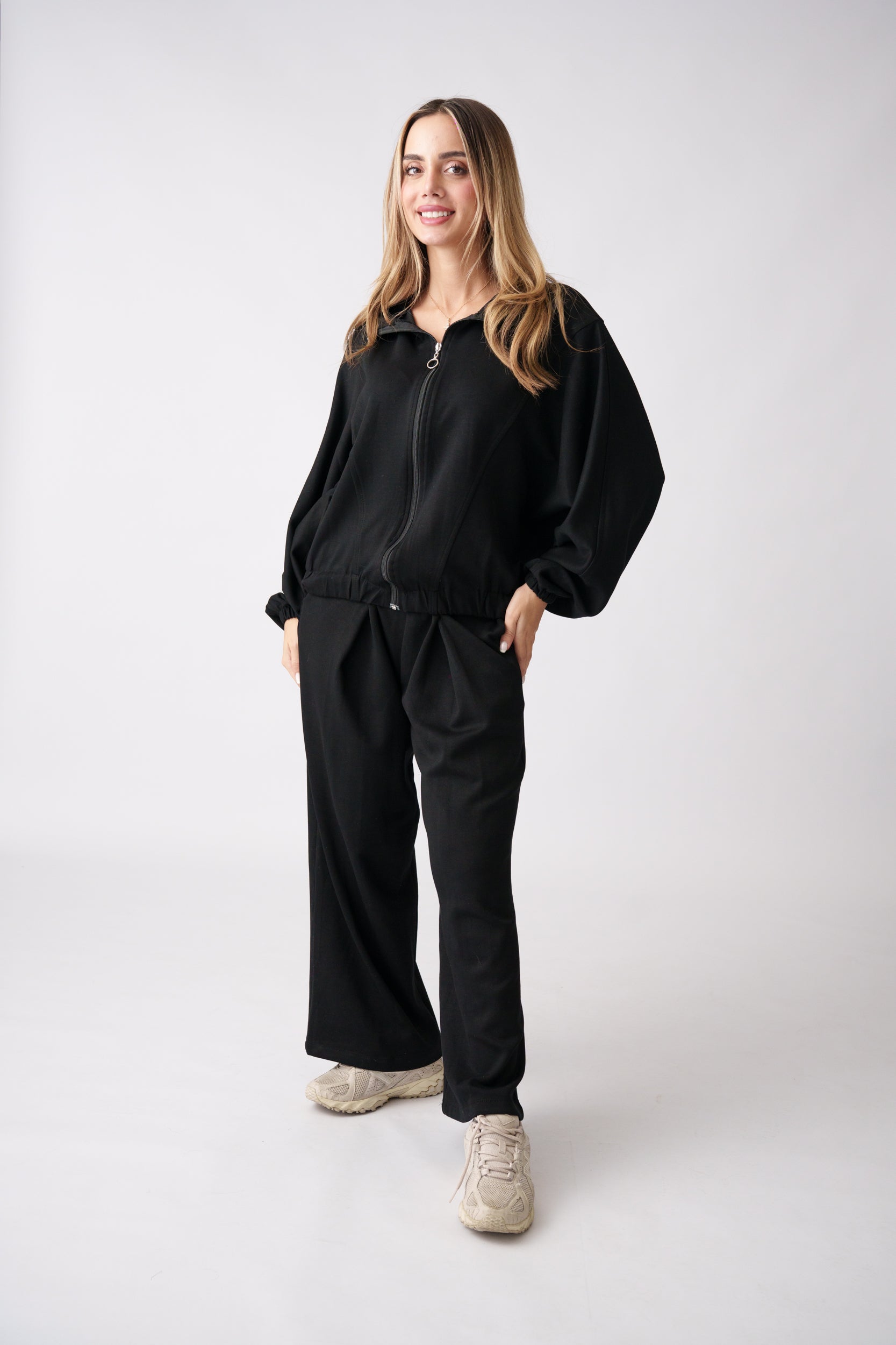 Soft Zip Lounge Set –  Black