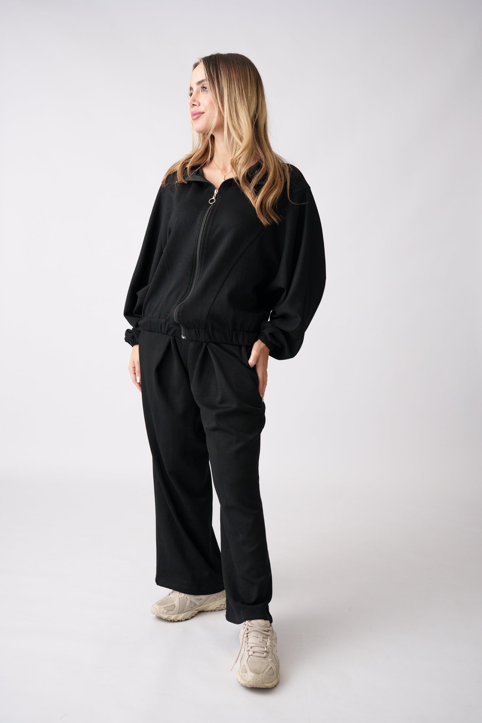 Soft Zip Lounge Set –  Black