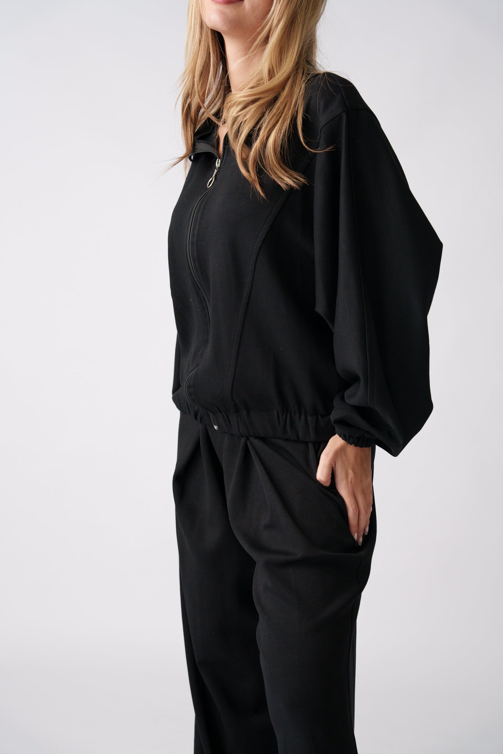 Soft Zip Lounge Set –  Black