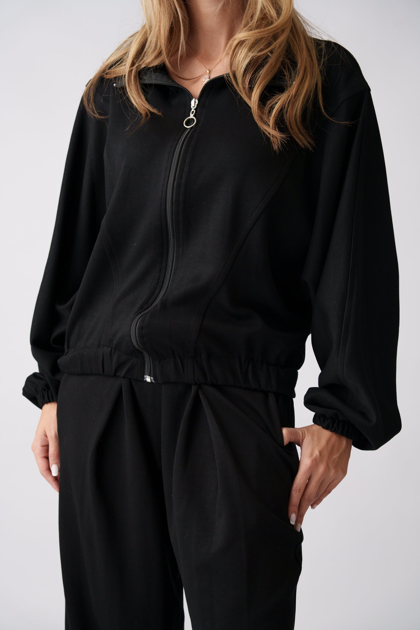 Soft Zip Lounge Set –  Black