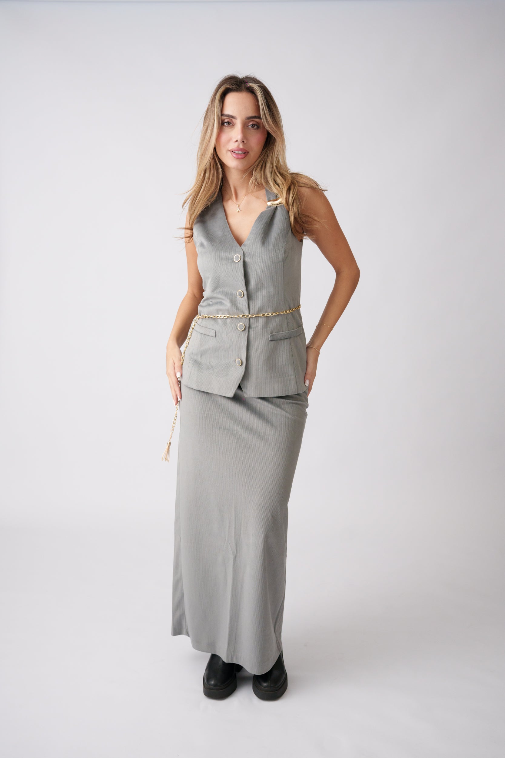 Tailored Maxi Set –  Grey