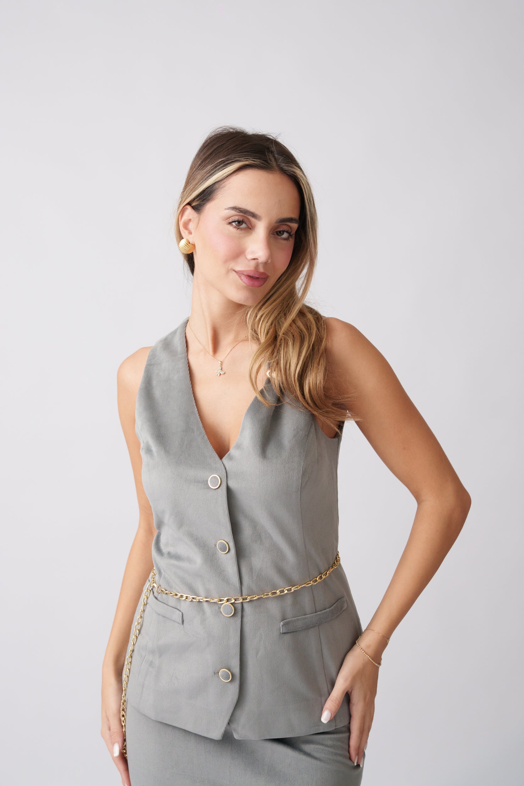 Tailored Maxi Set –  Grey