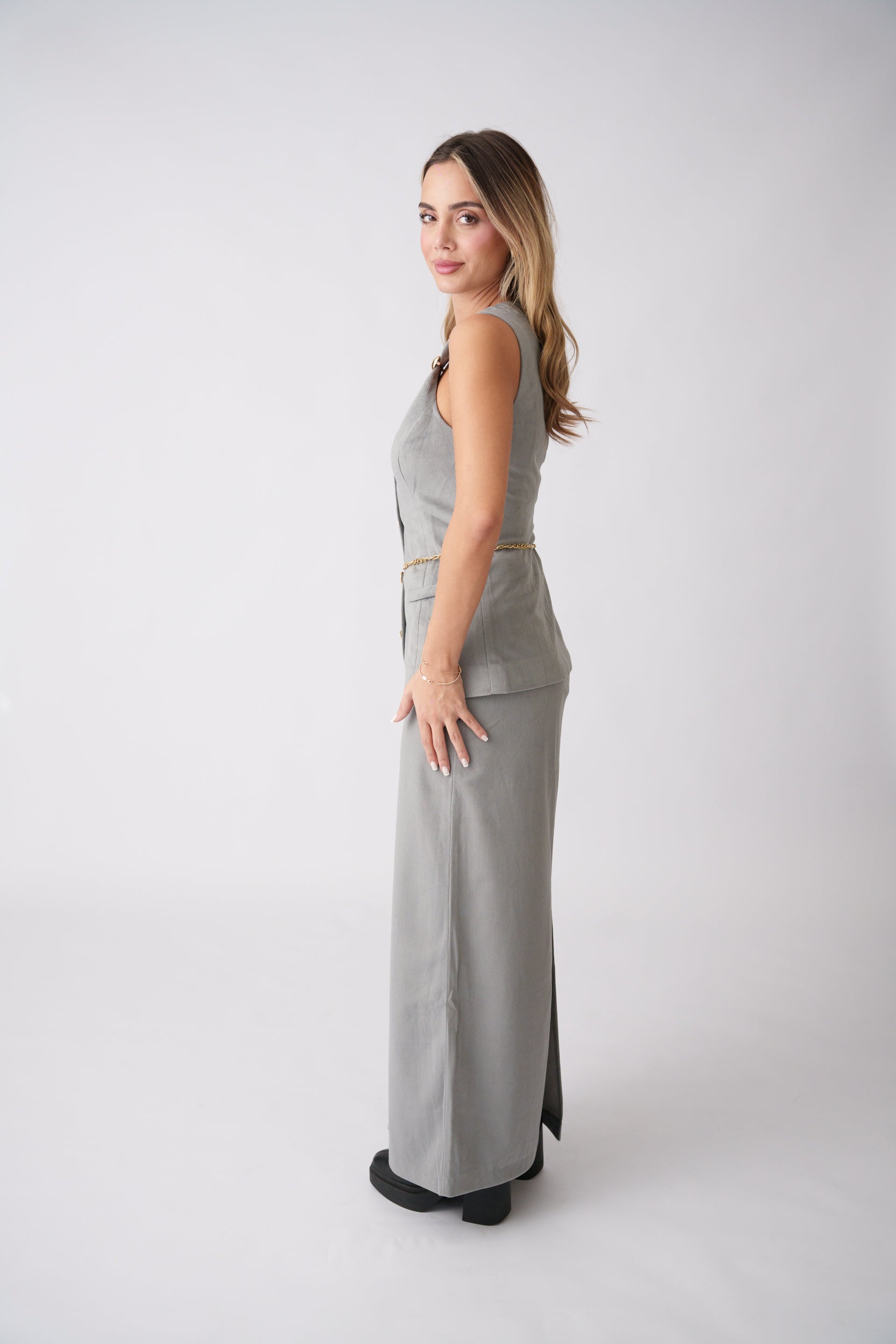 Tailored Maxi Set –  Grey