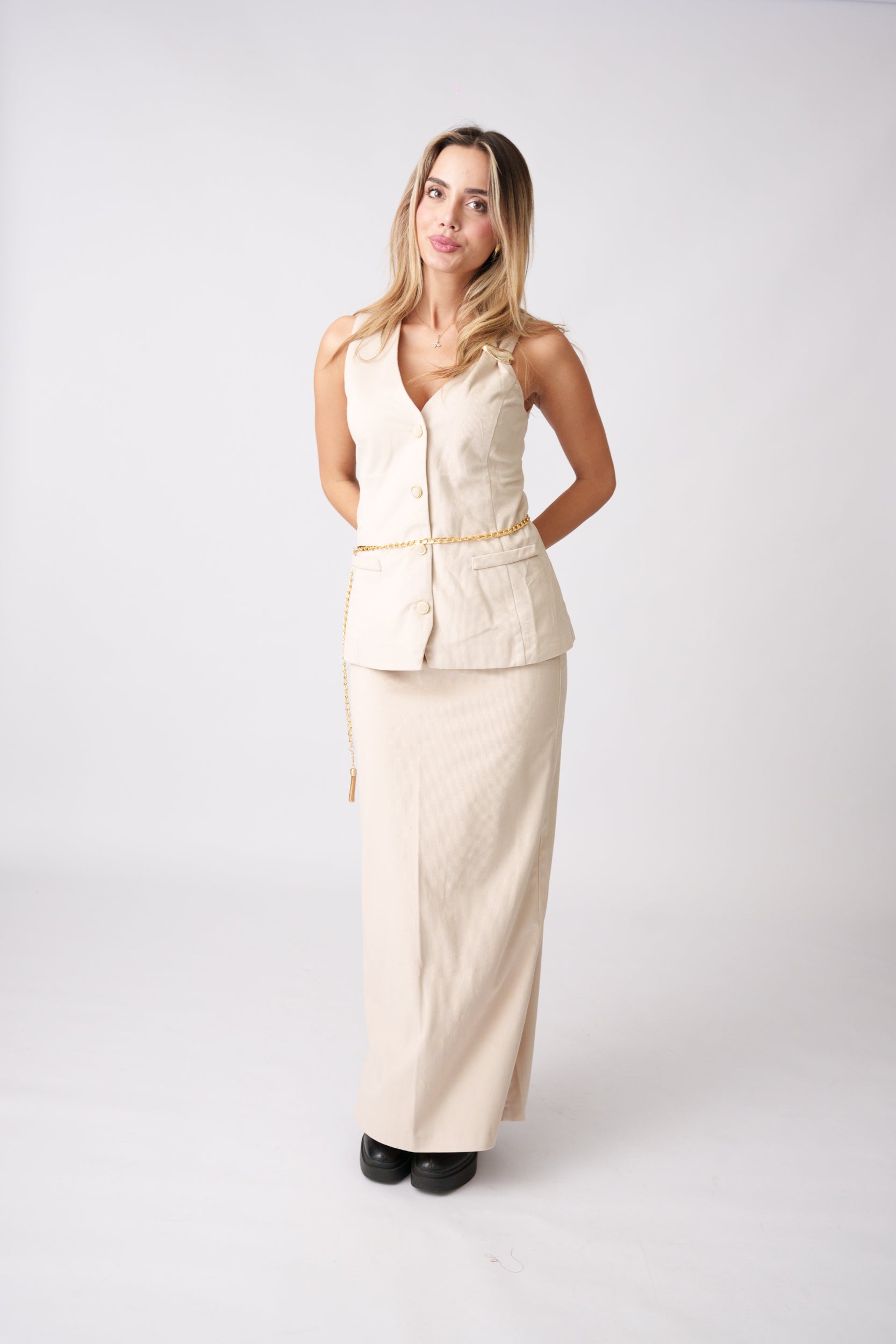 Tailored Maxi Set –  Beige