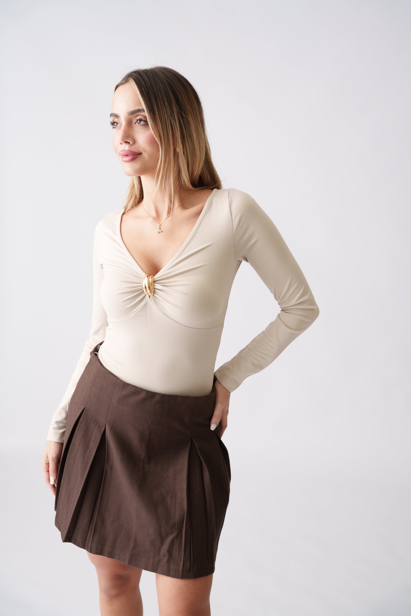 Soft Pleated Skirt – Chocolate