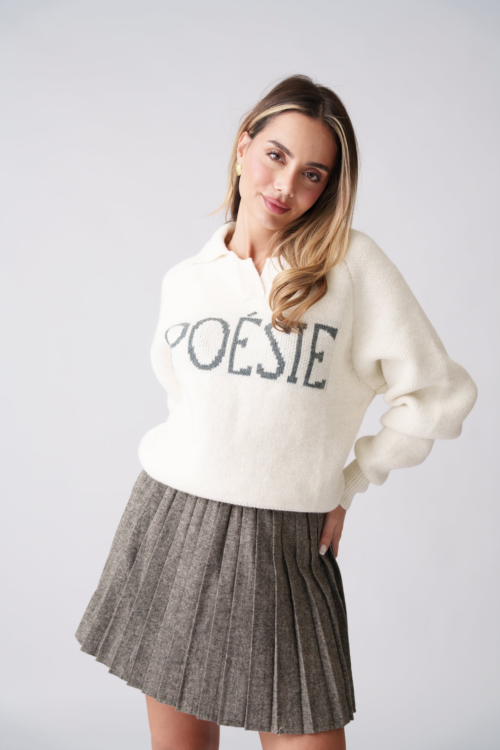 Wool Pleated Skirt – Grey