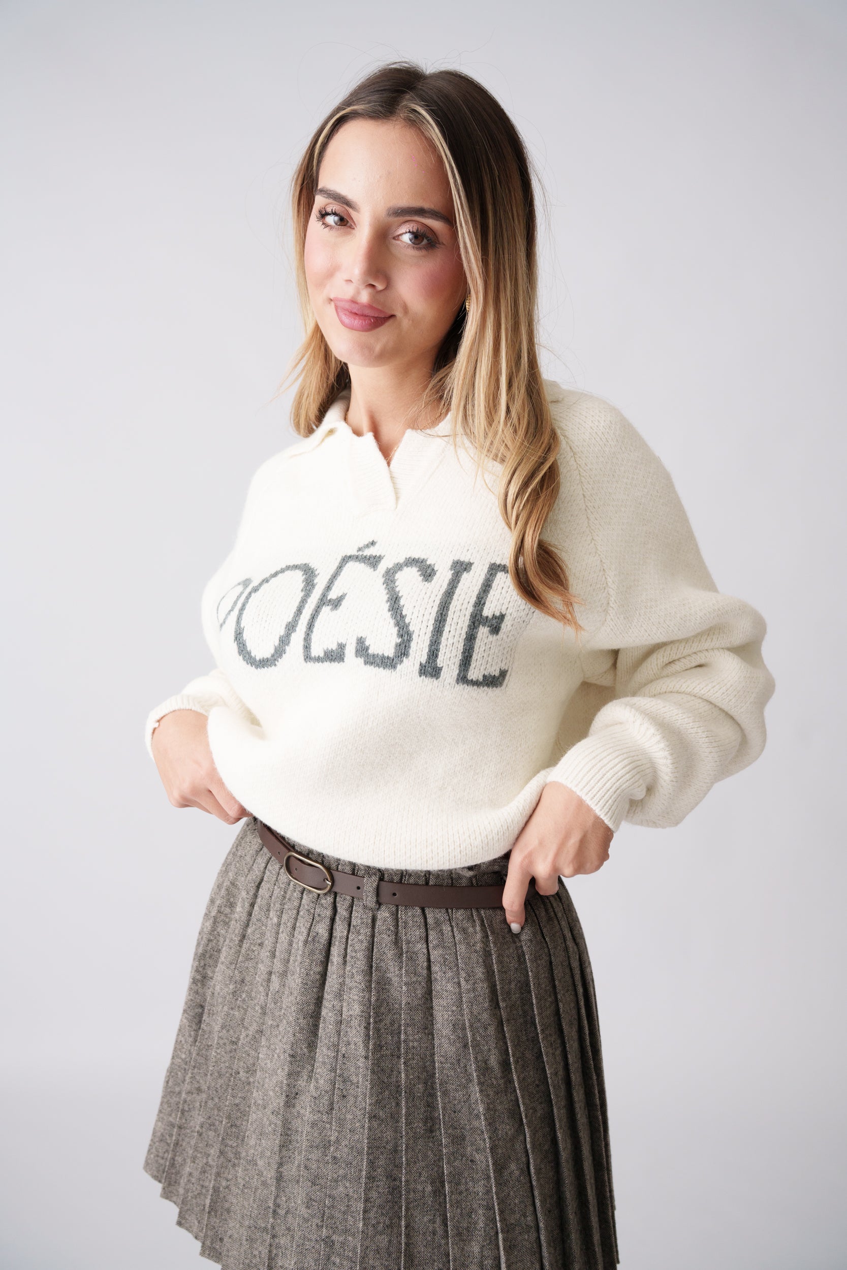 Wool Pleated Skirt – Grey