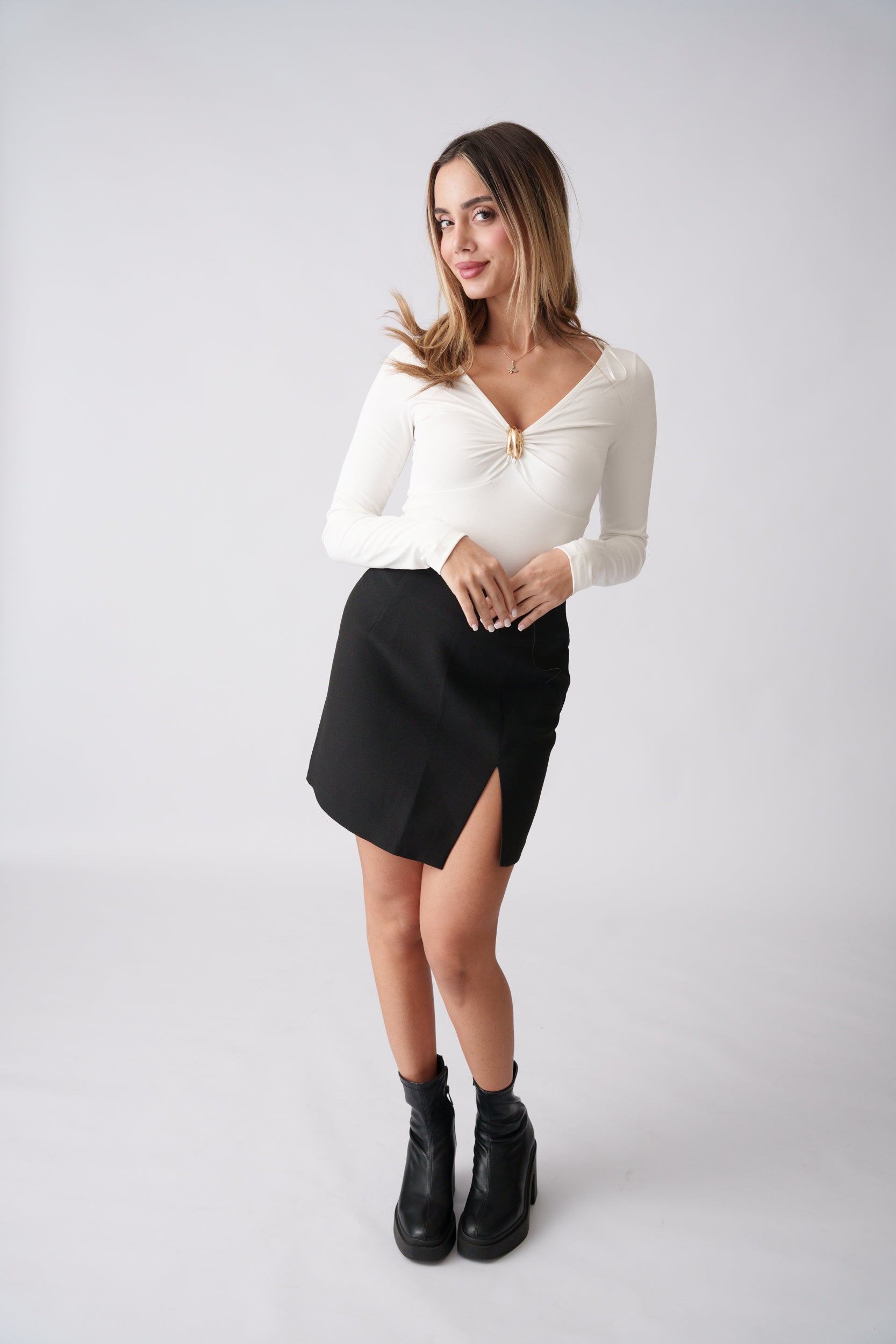 Ring Detail Bodysuit – White