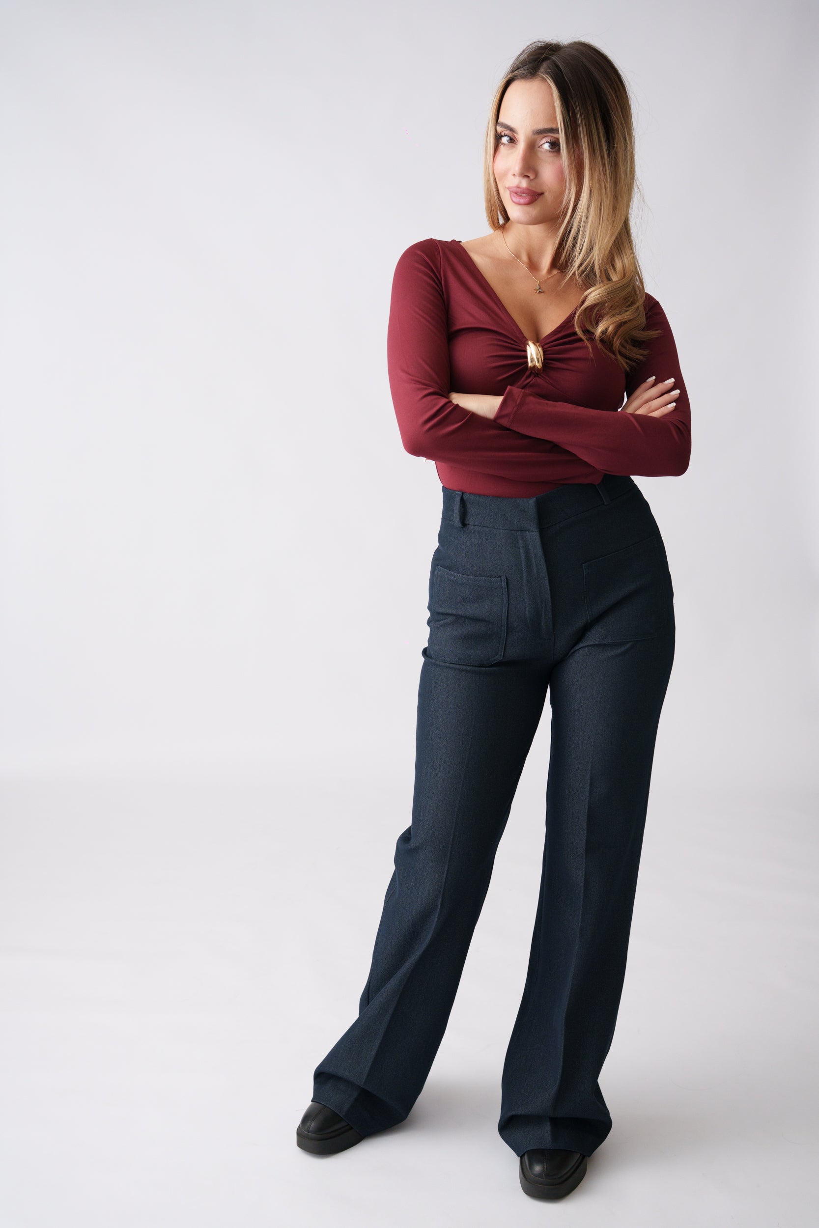 Ring Detail Bodysuit – Burgundy