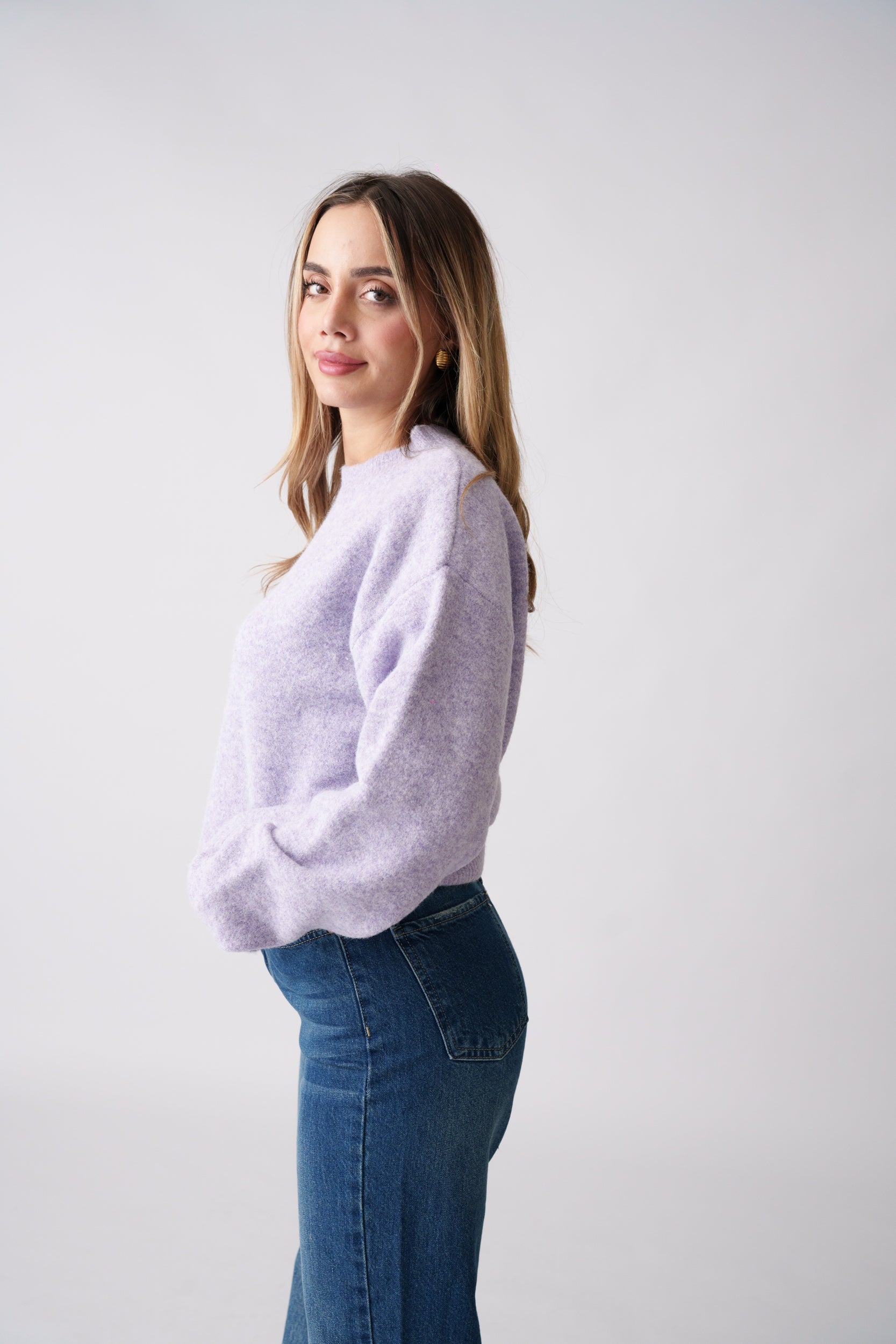 Soft Brushed Knit Sweater – Purple