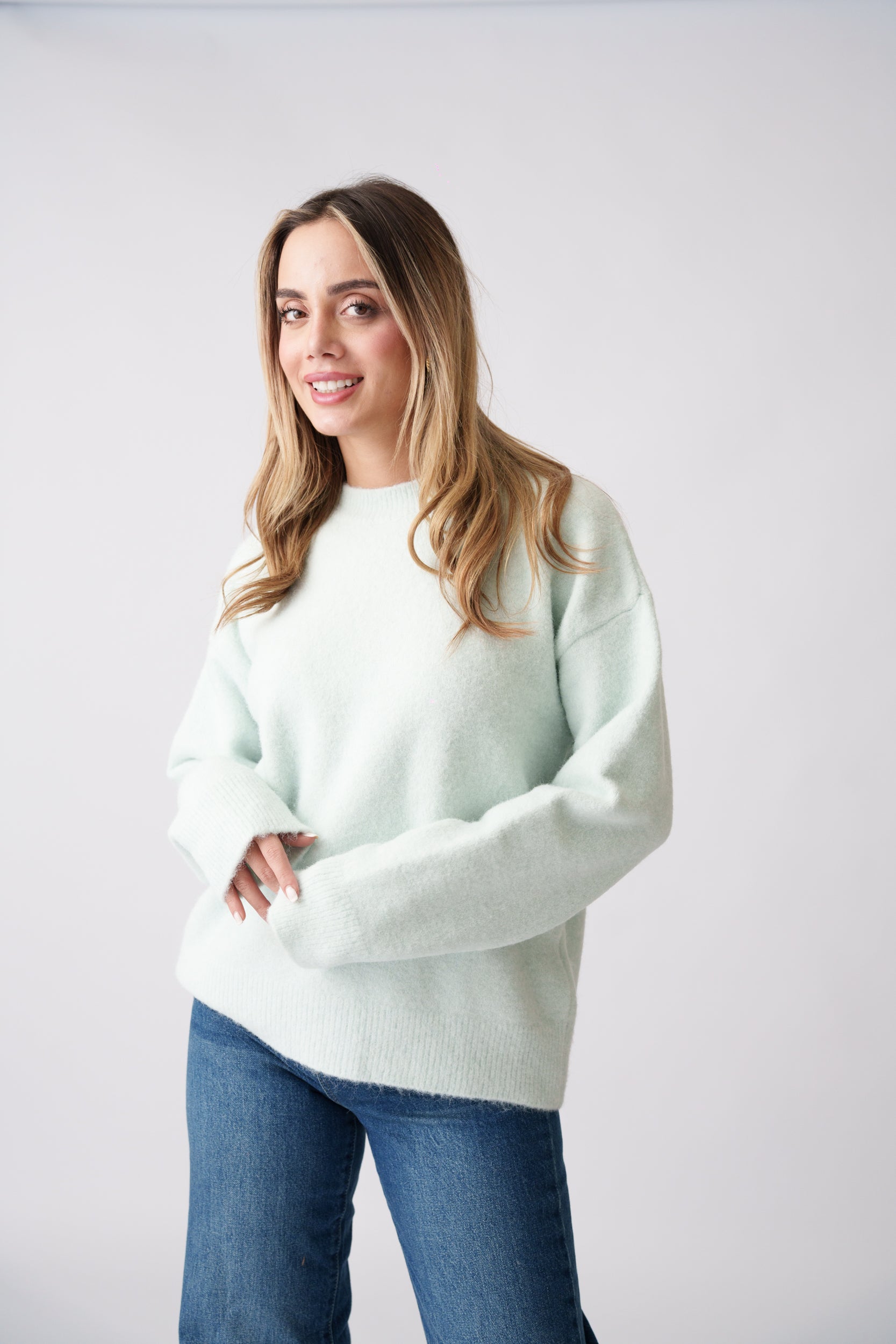 Soft Brushed Knit Sweater – Mint