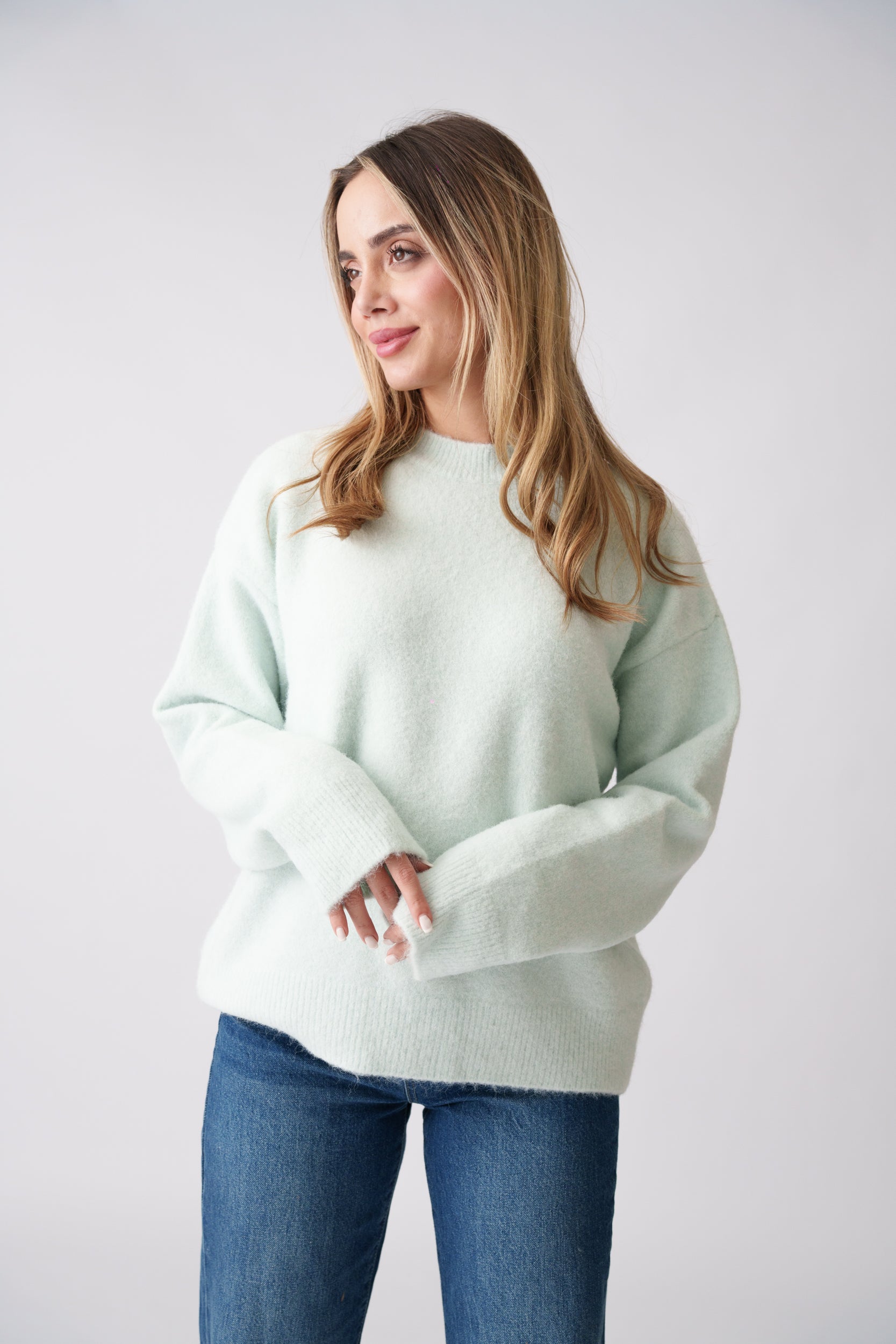 Soft Brushed Knit Sweater – Mint