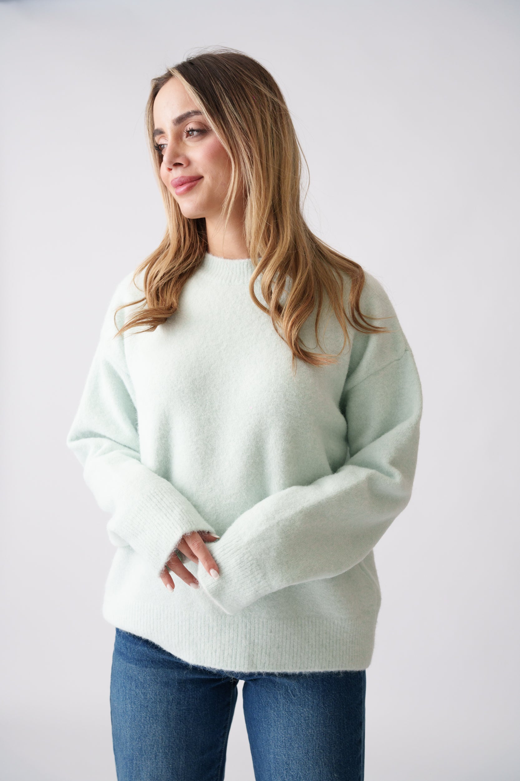 Soft Brushed Knit Sweater – Mint