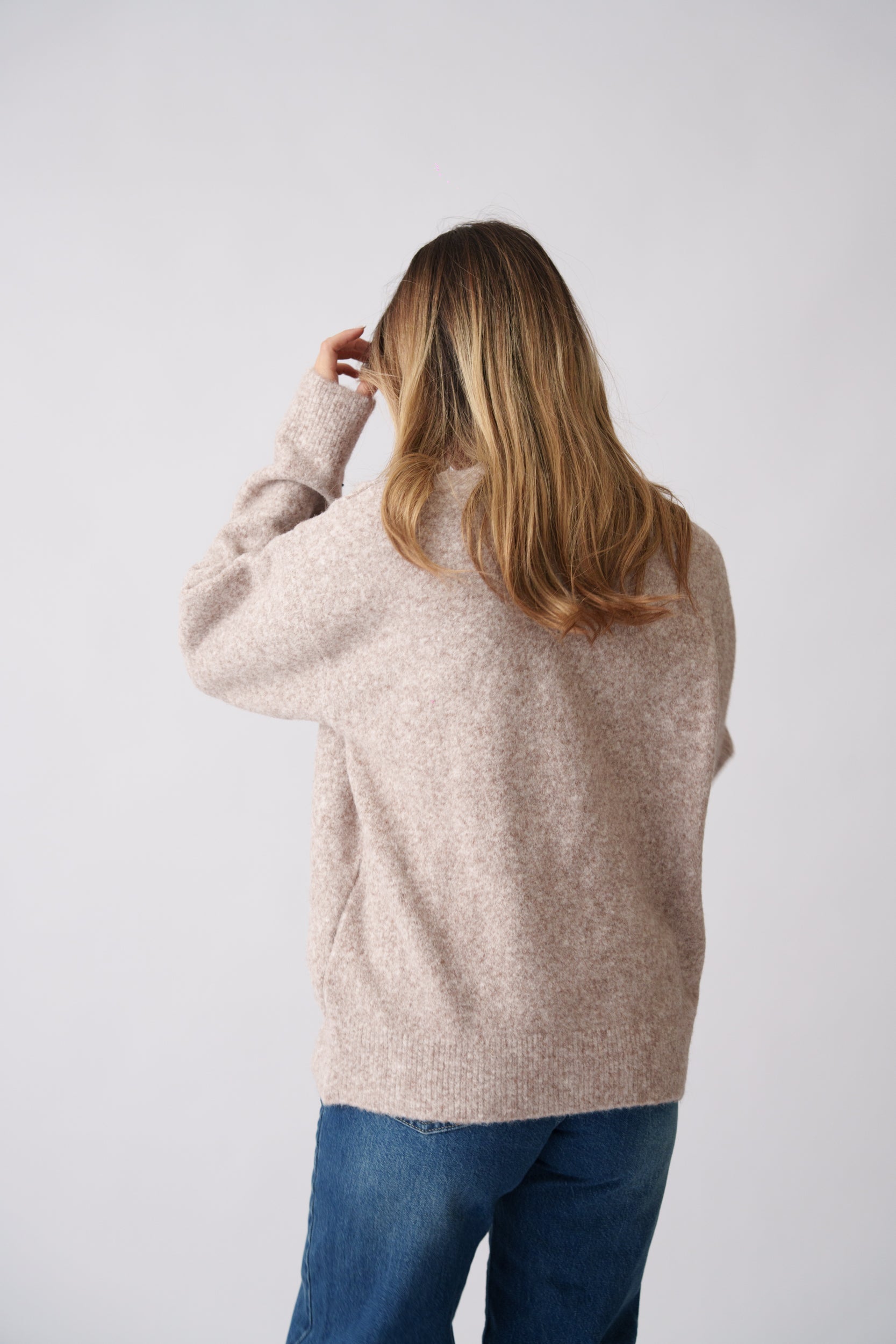 Soft Brushed Knit Sweater – Beige