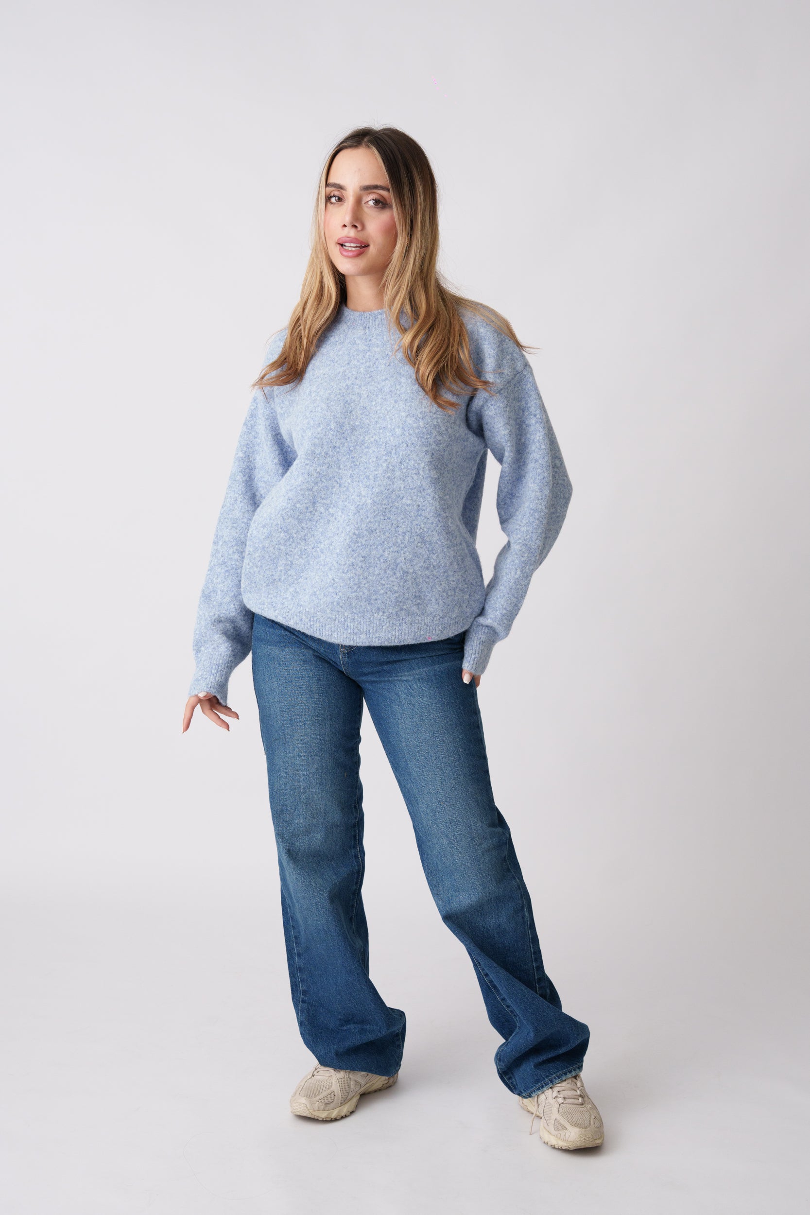 Soft Brushed Knit Sweater – Baby Blue