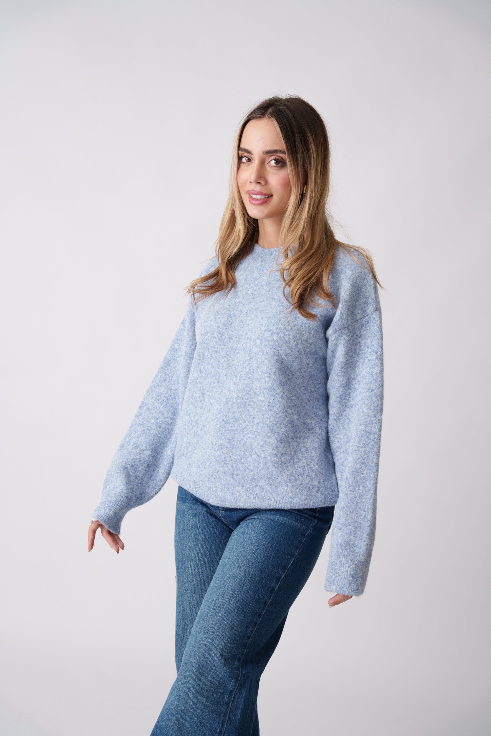Soft Brushed Knit Sweater – Baby Blue