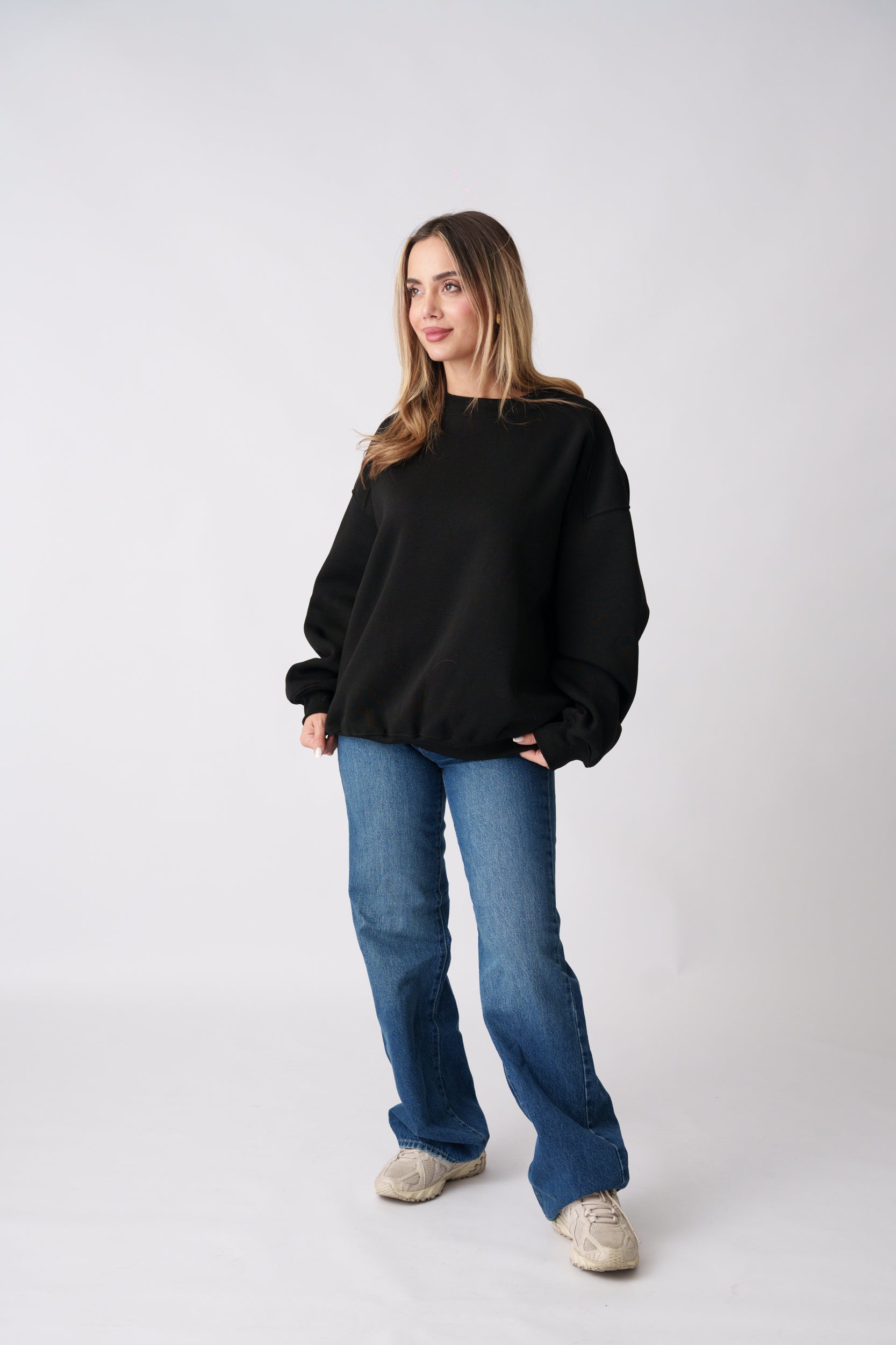 Basic Long Sleeve Sweatshirt – Black