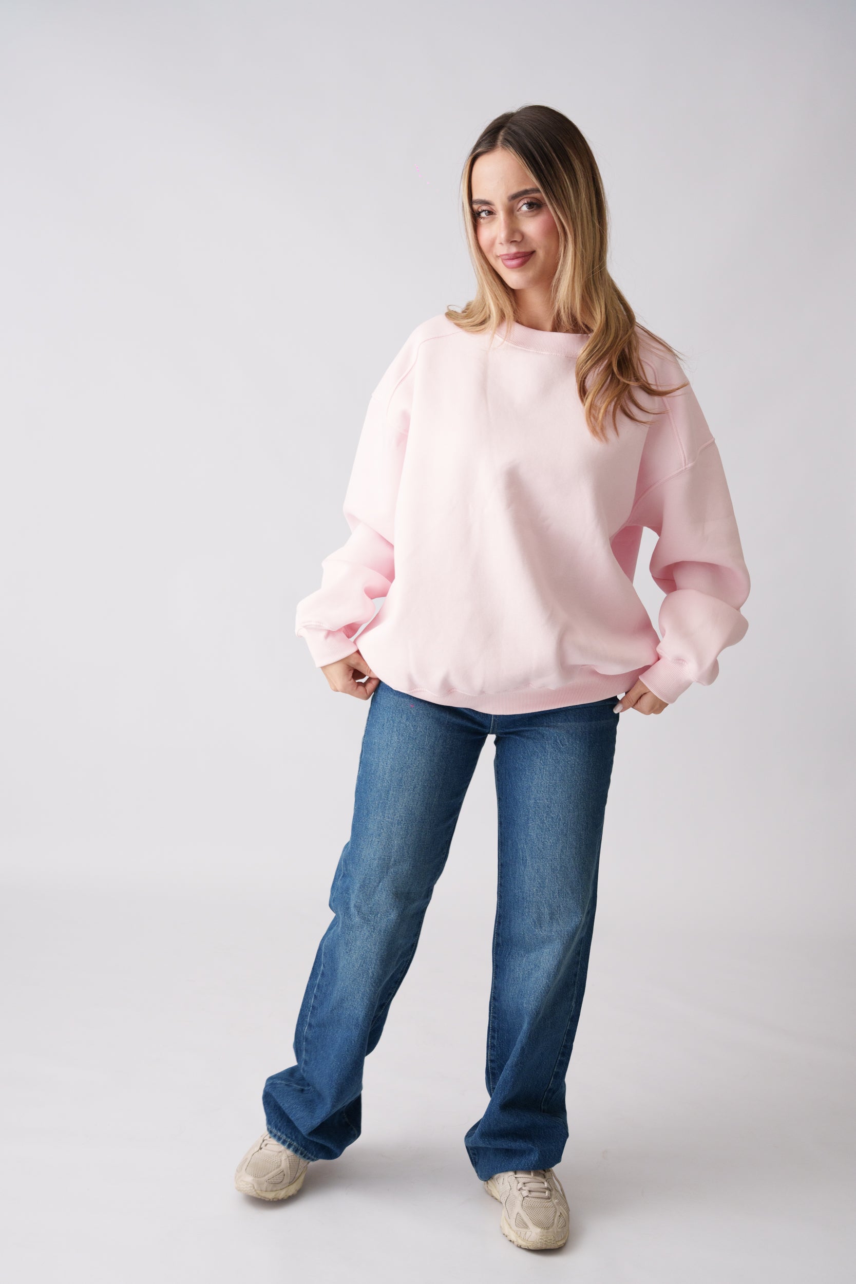 Basic Long Sleeve Sweatshirt – Baby Pink