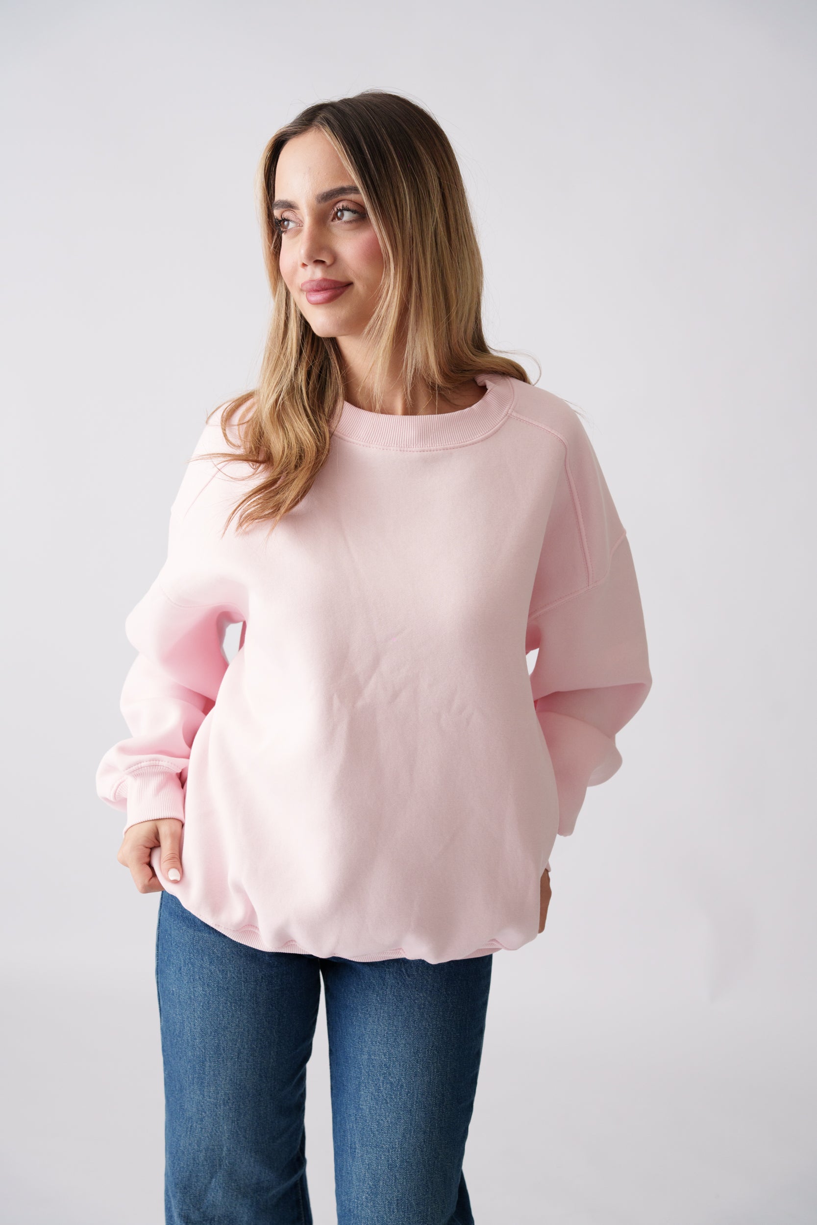 Basic Long Sleeve Sweatshirt – Baby Pink