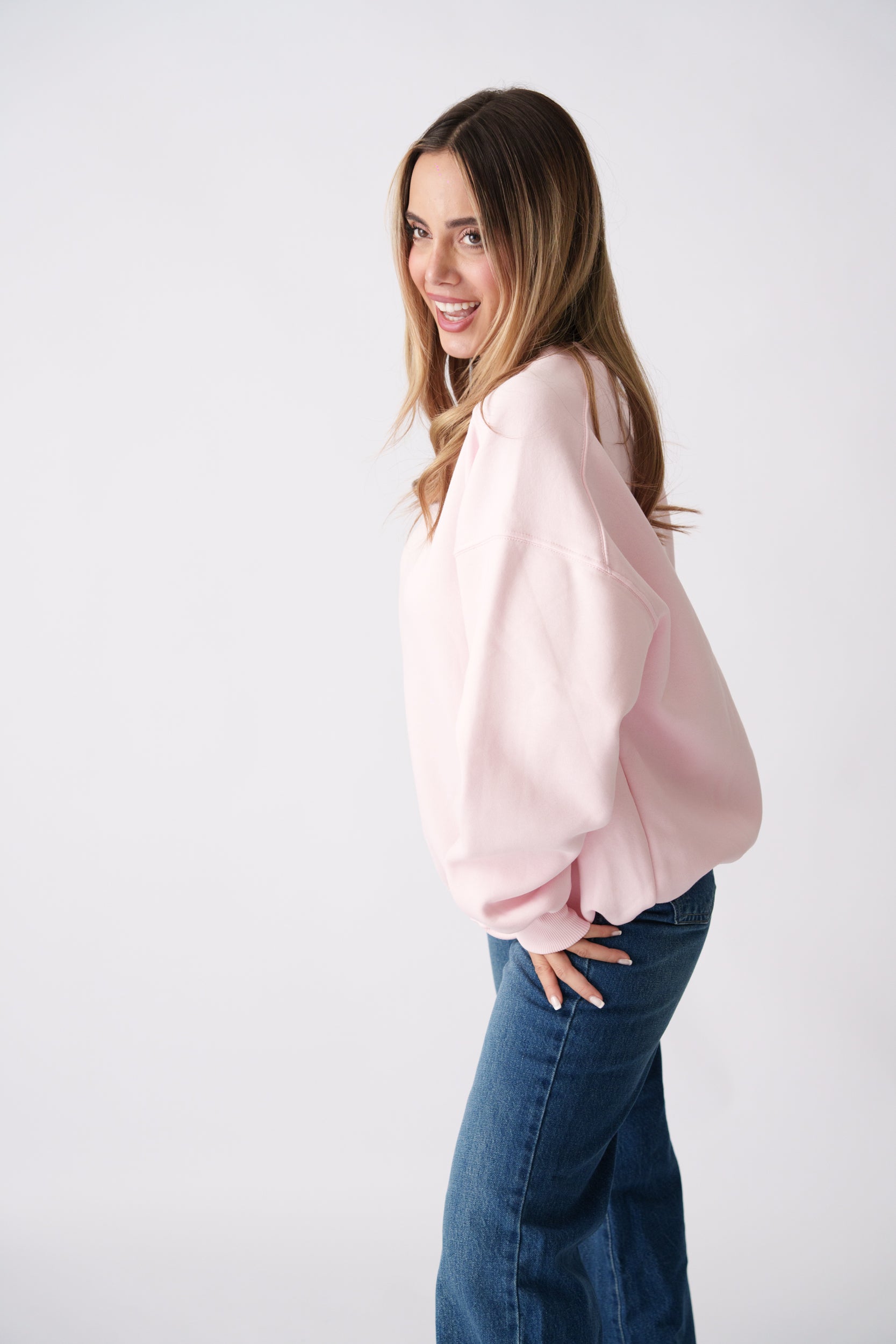 Basic Long Sleeve Sweatshirt – Baby Pink