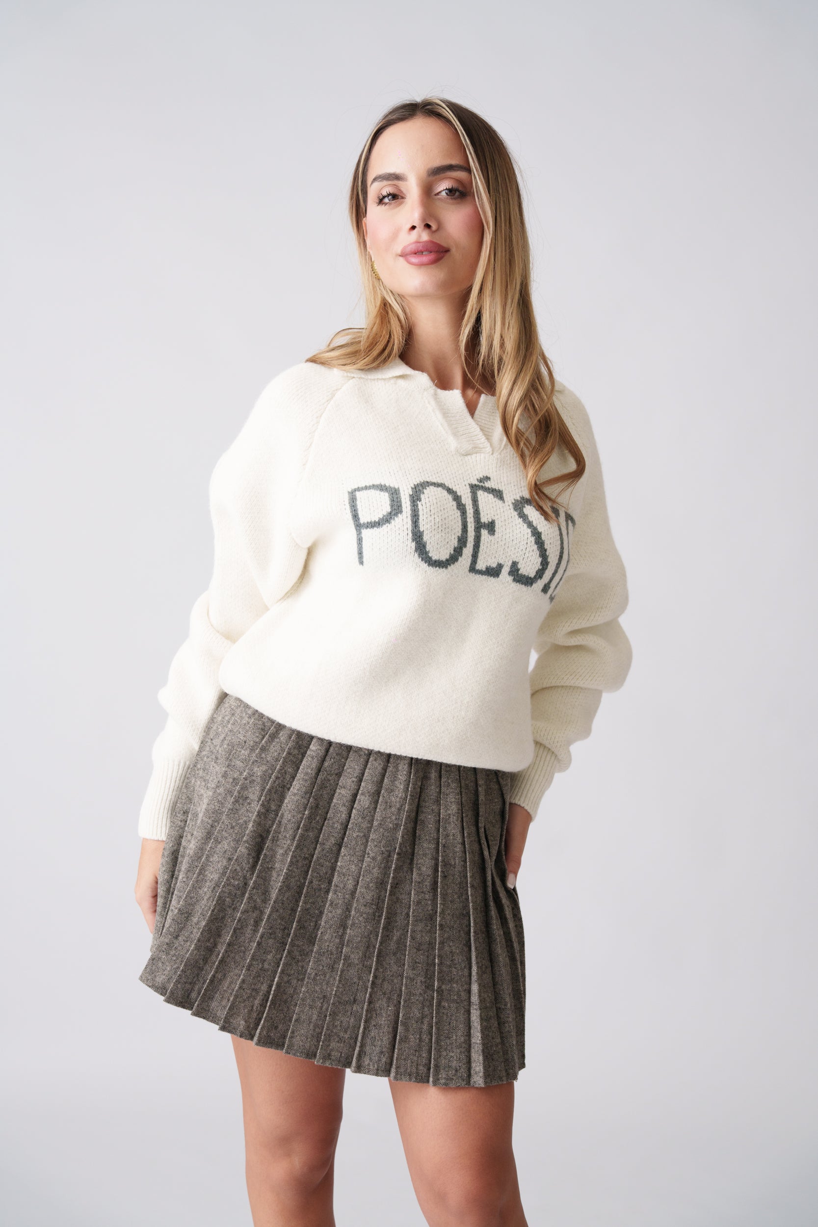 Knit Sweater POÉSIE – Cream
