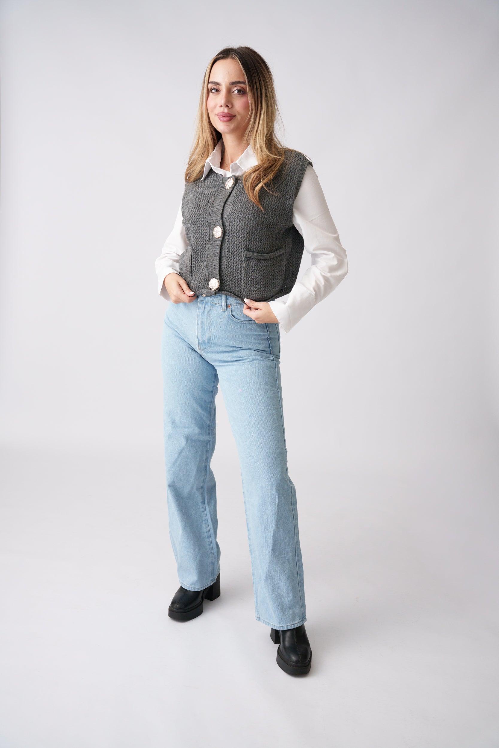 Knit Waistcoat –  Grey
