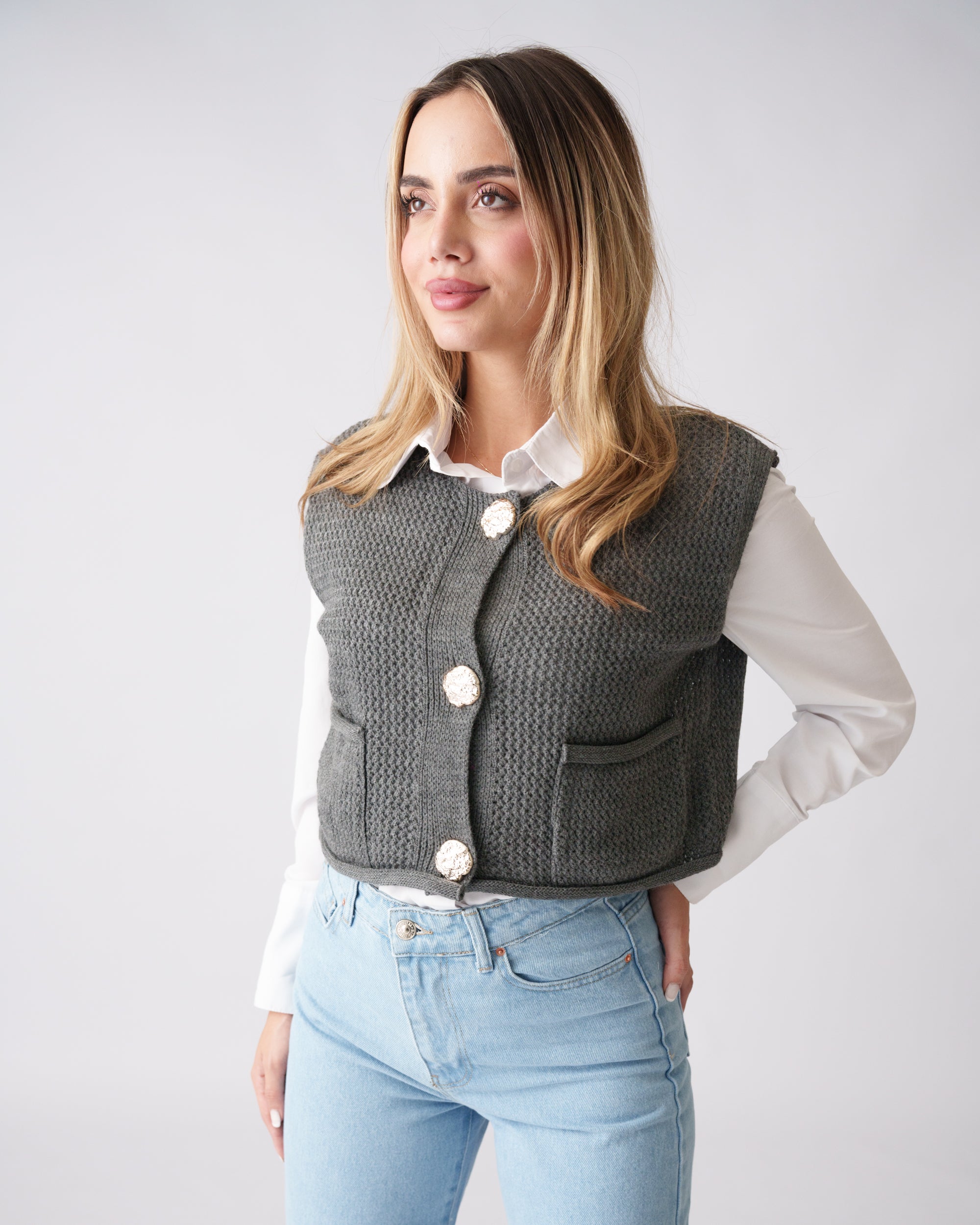 Knit Waistcoat –  Grey