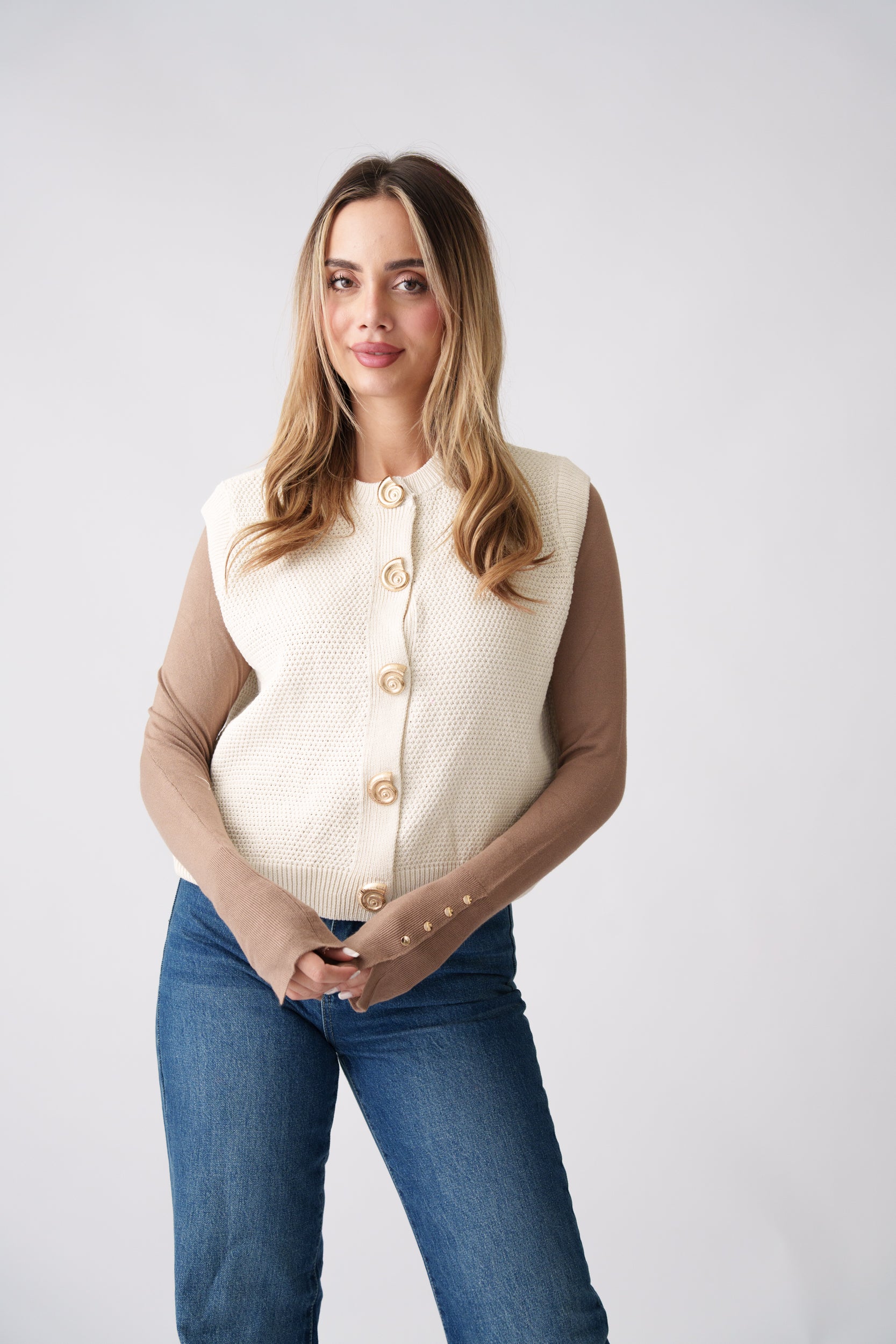 Knit Waistcoat –  Cream