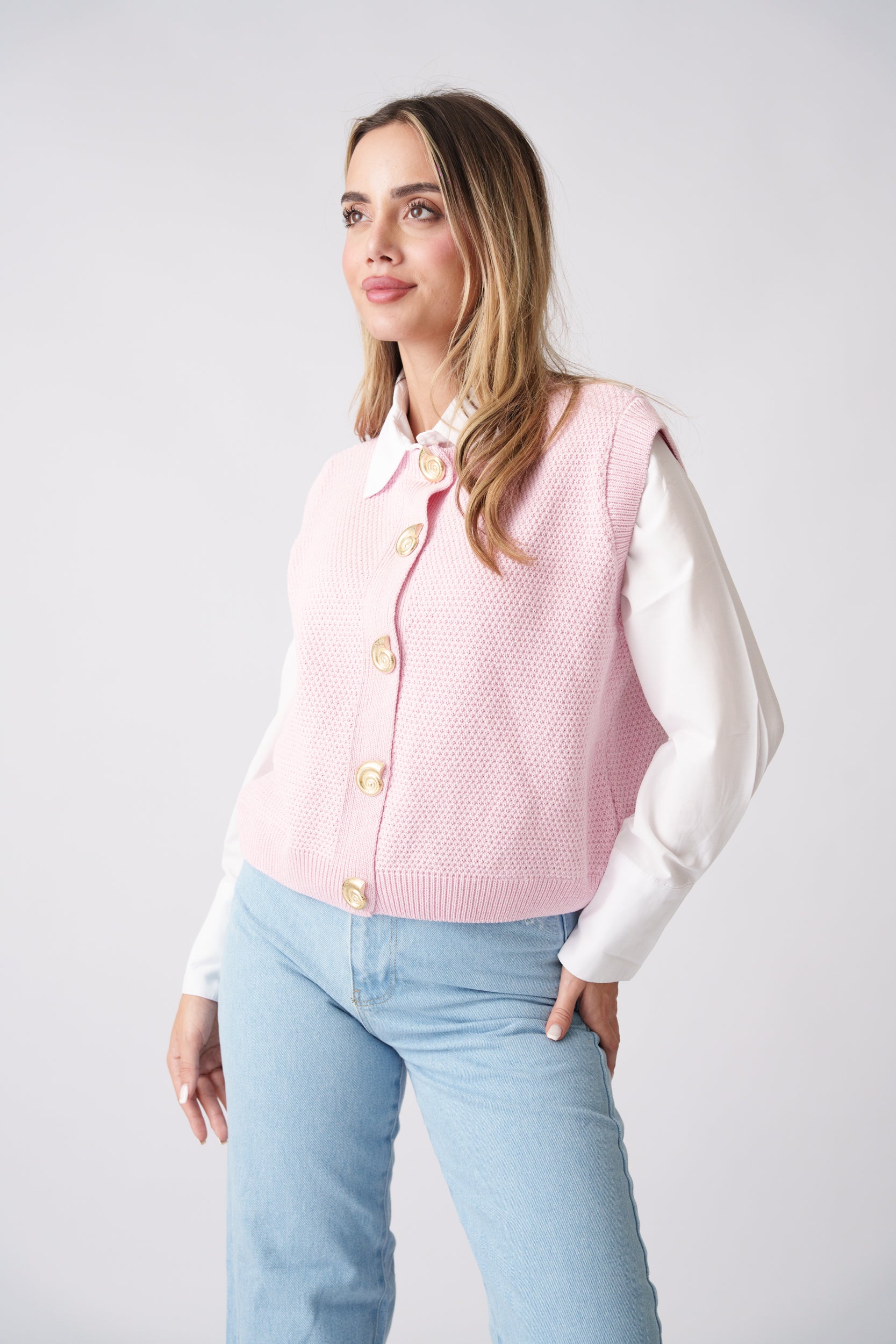 Knit Waistcoat –  Pink