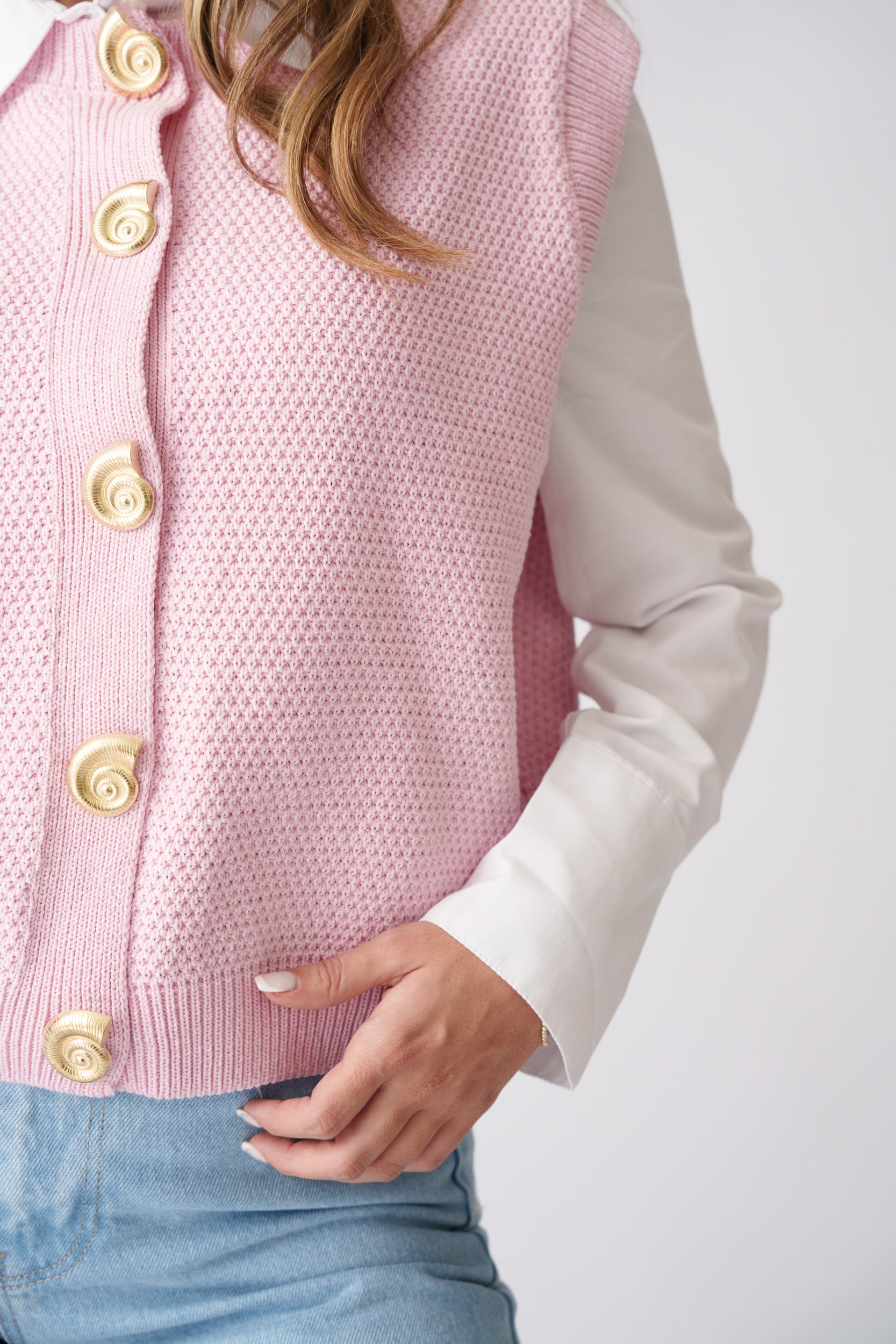 Knit Waistcoat –  Pink