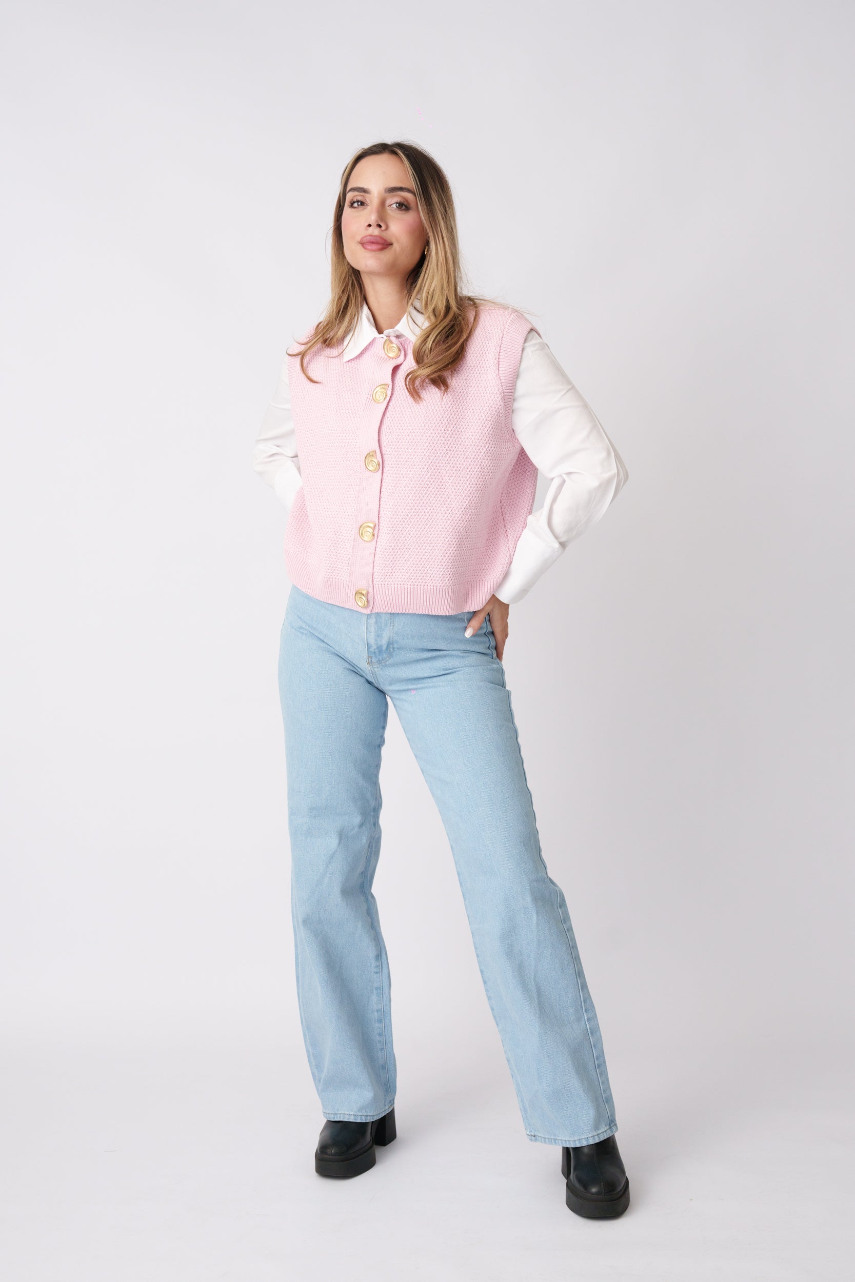 Knit Waistcoat –  Pink