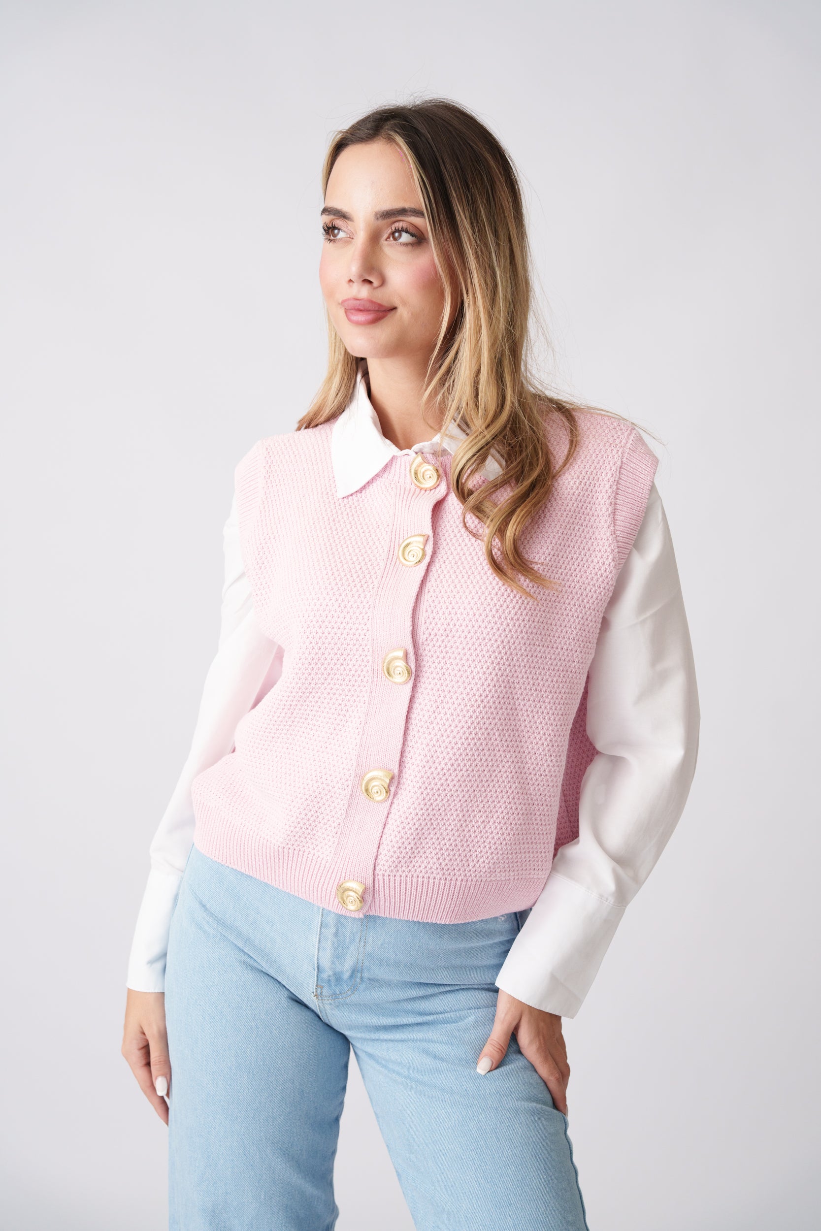 Knit Waistcoat –  Pink