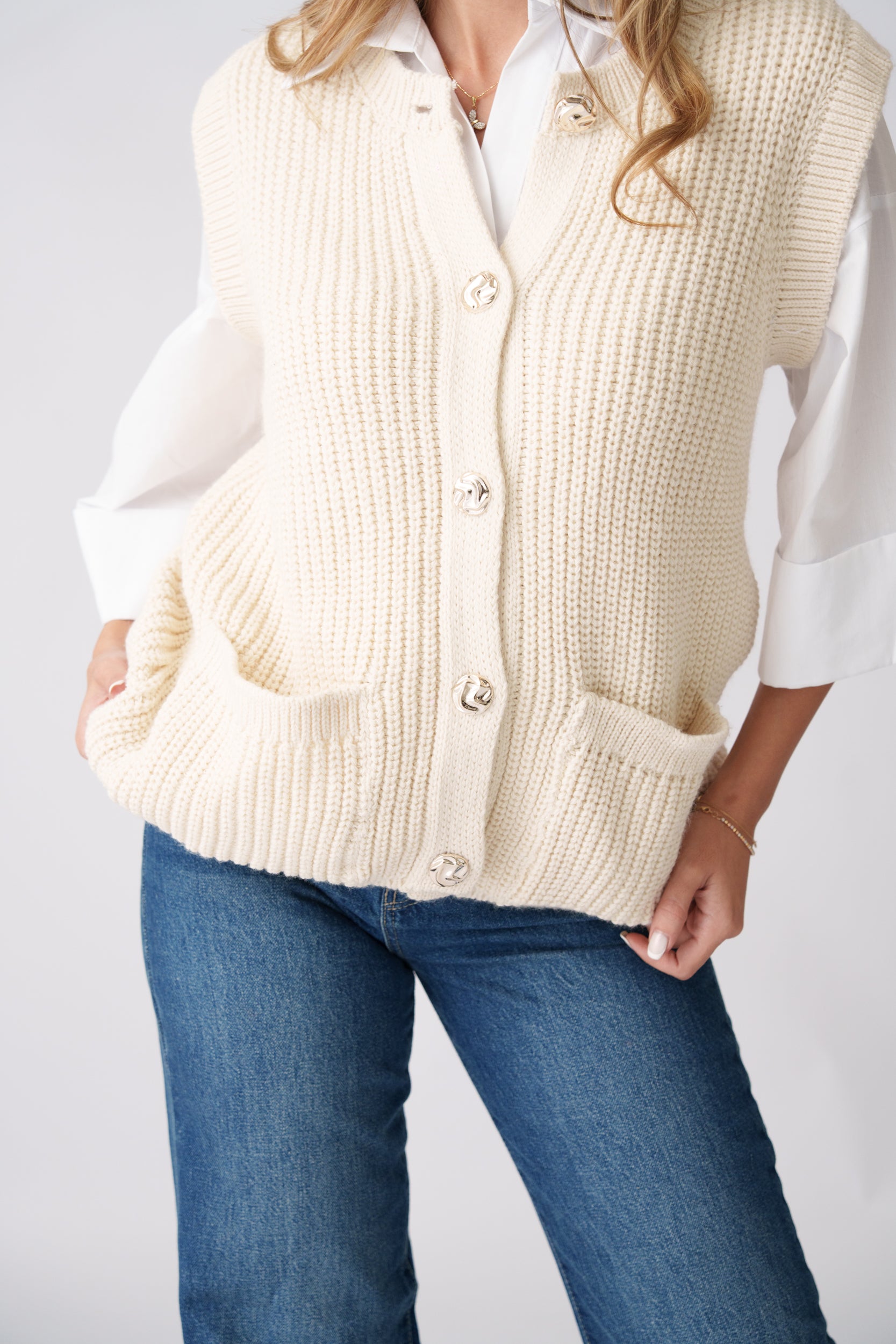 Knit Waistcoat –  Beige