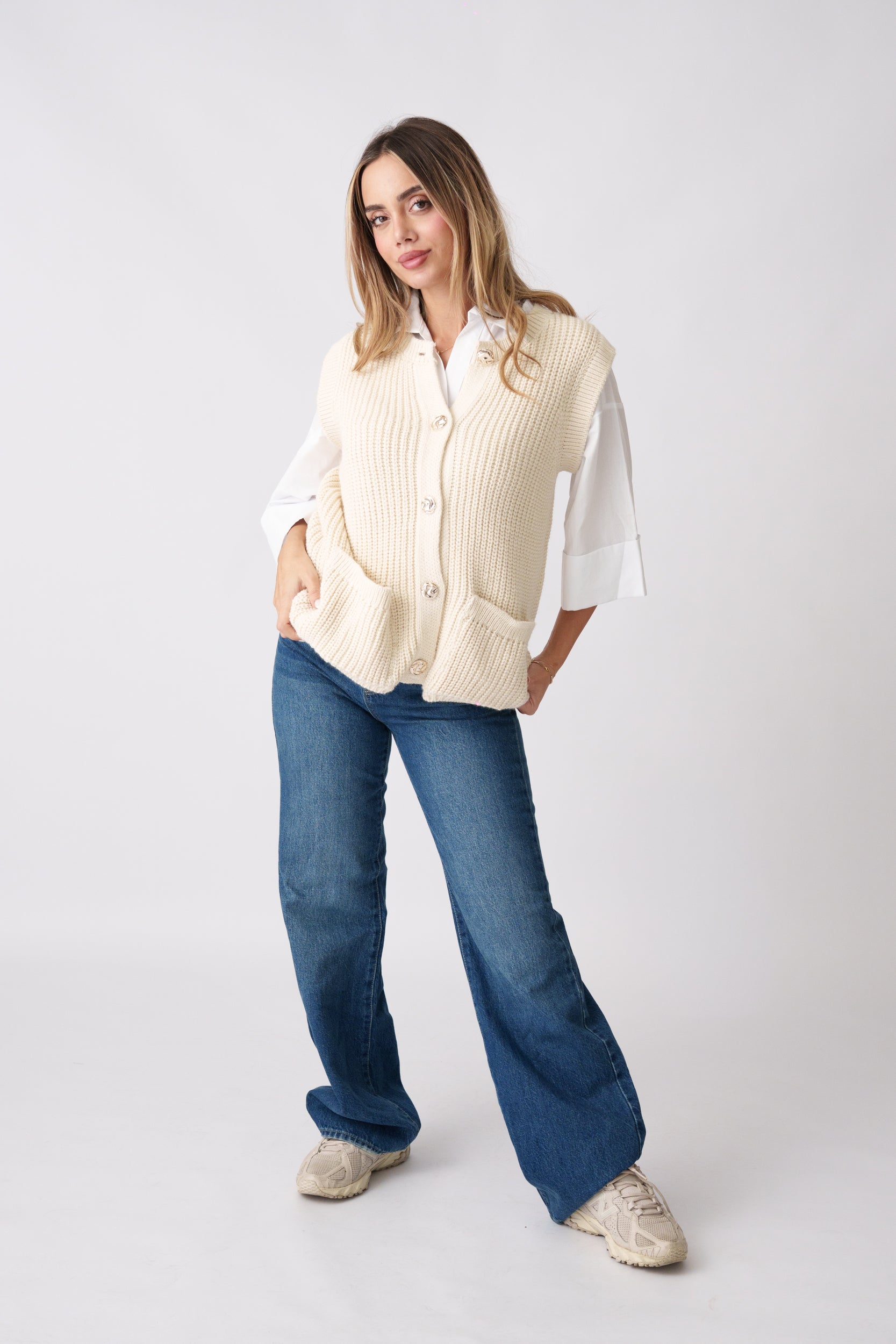 Knit Waistcoat –  Beige