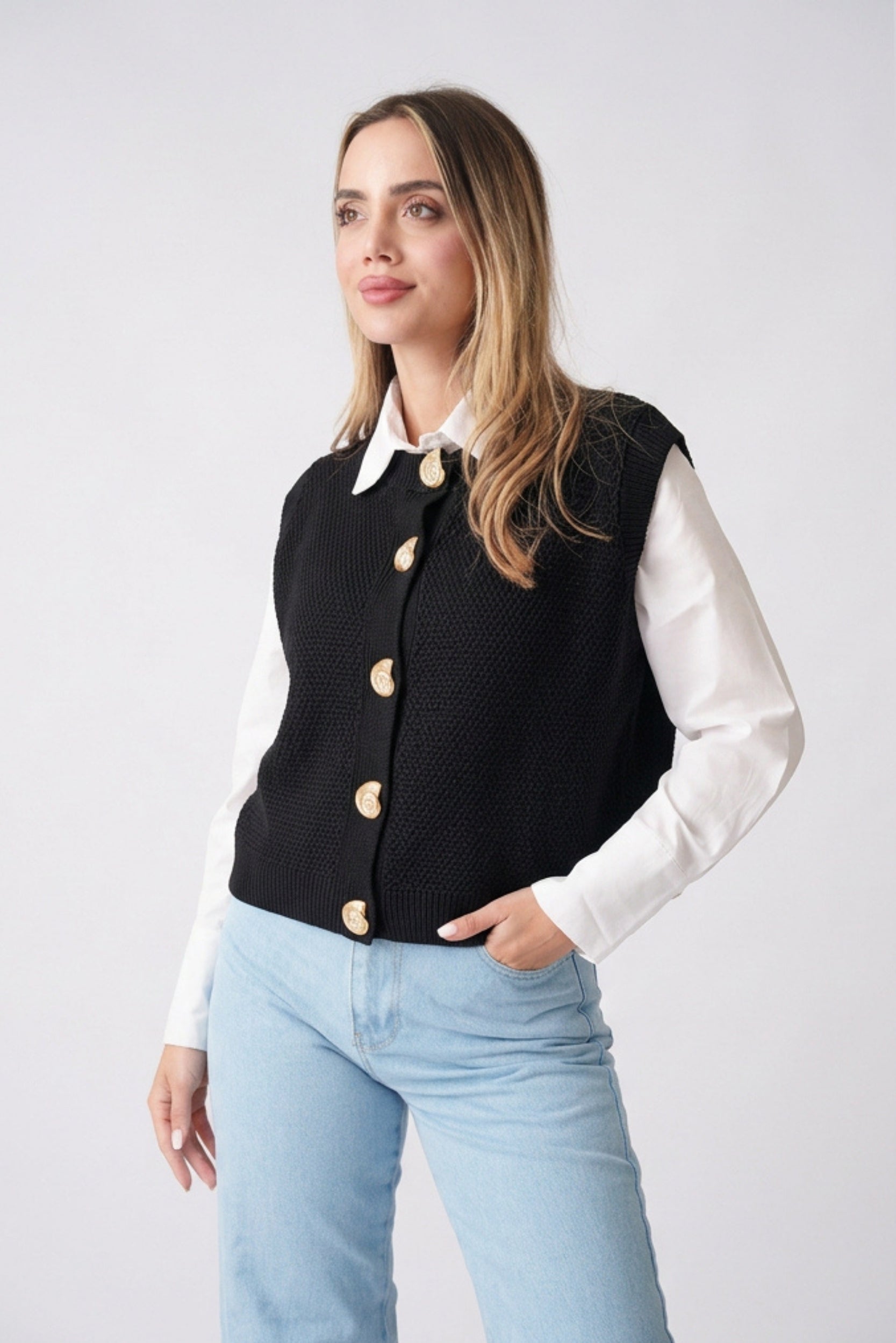 Knit Waistcoat –  Black